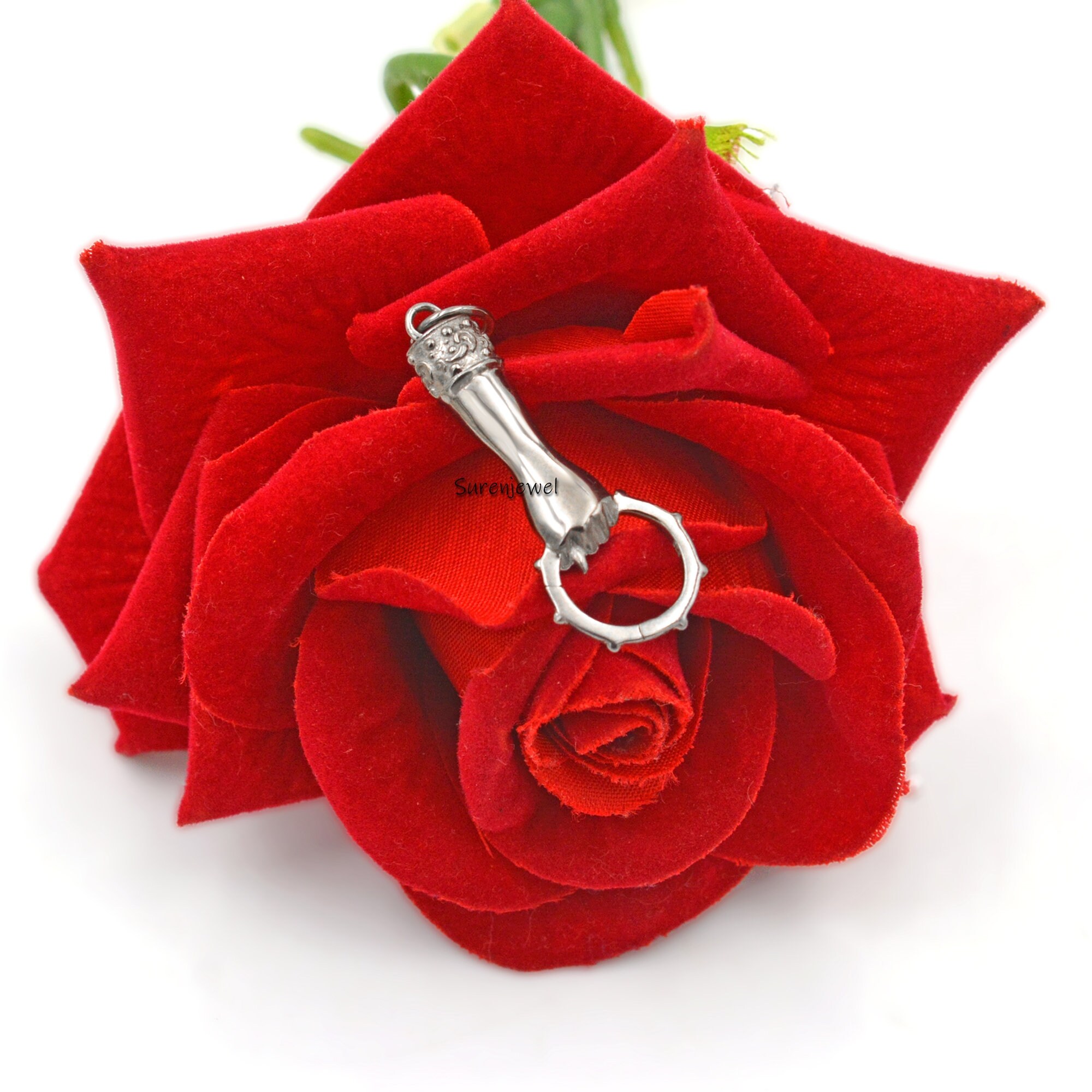 14k Gold Helping Hand Charm Holder: Figa Pendant Connector - View 3 - Suren Jewels | SKU: SJP908-SLYG