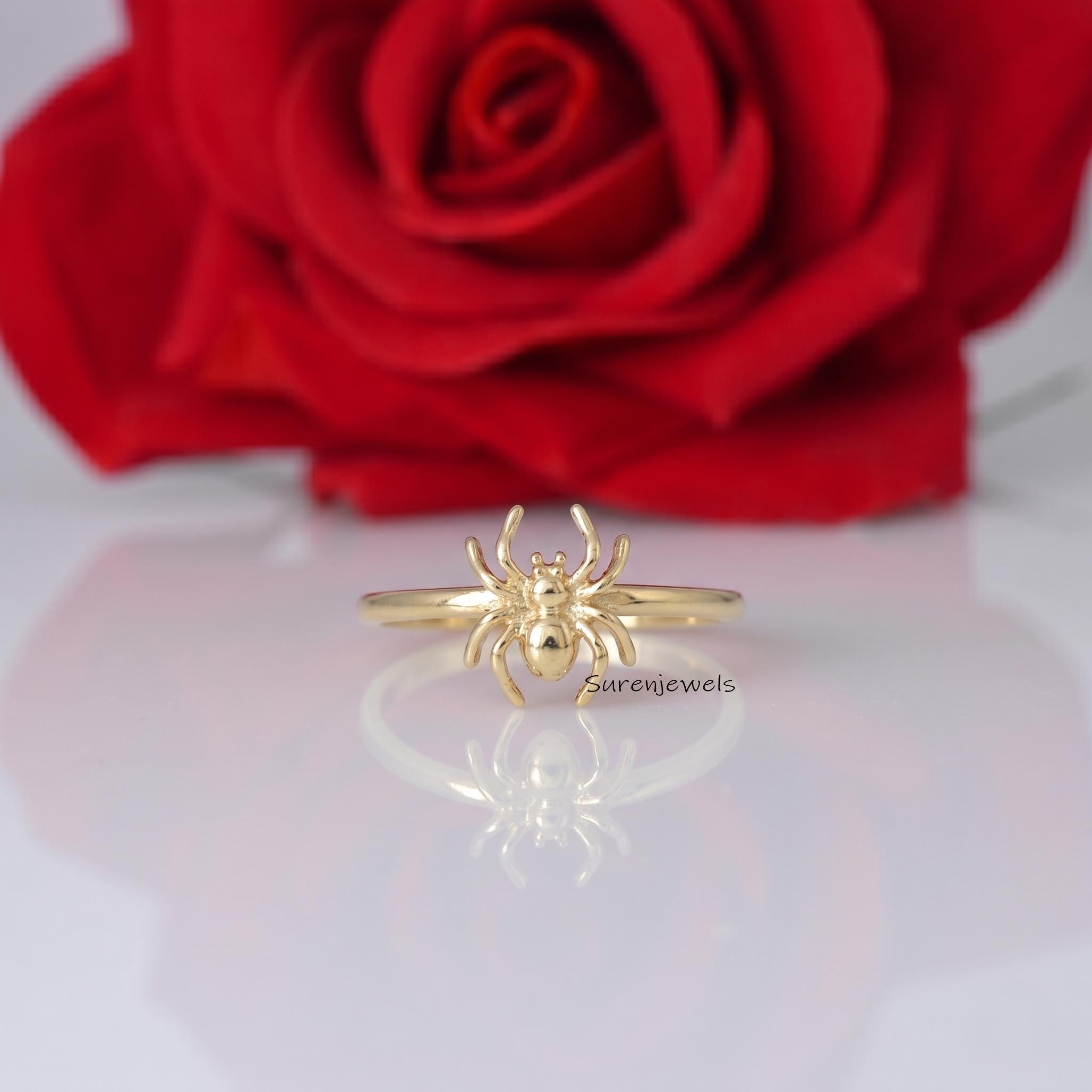 Gold Spider Ring, Gothic Witchy Jewelry, Dark Academia Ring, Witchcore Statement Accessory, Insect Motif Gold Ring for Women