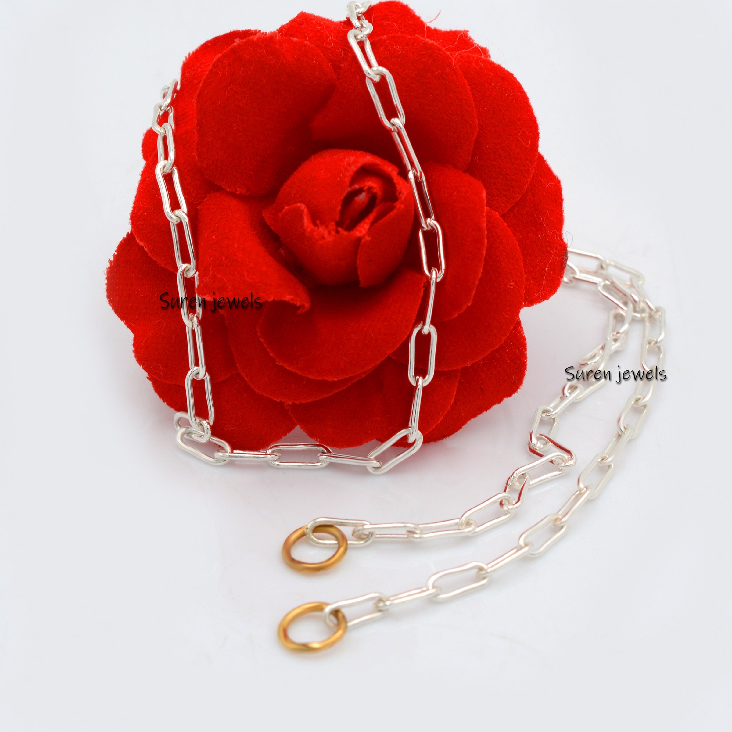 925 Sterling Silver Carabiner Cable Chain Necklace - View 4 - Suren Jewels | SKU: G6-SLNSYG-6.6M-16I
