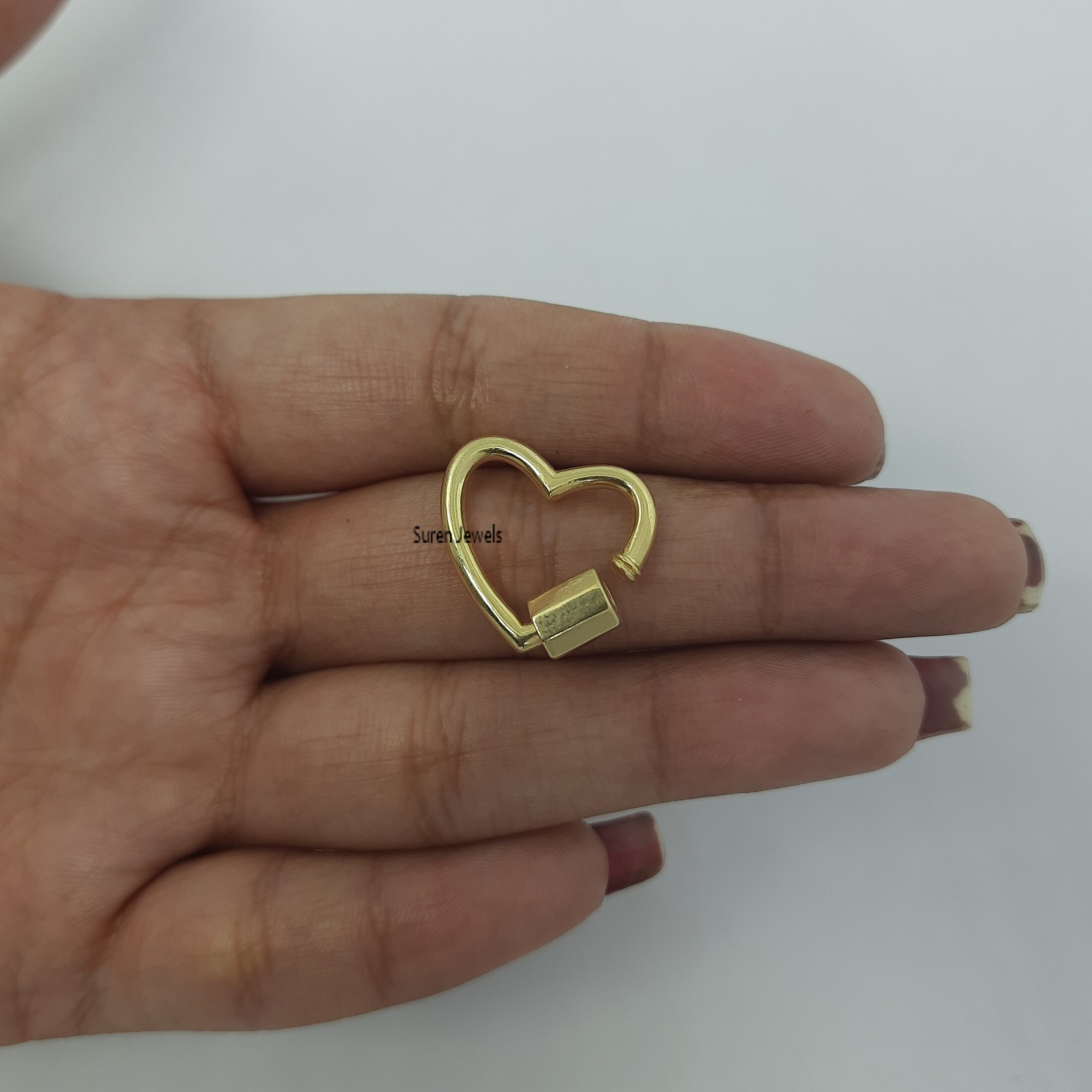 14K Gold Heart Carabiner 14K Heart Carabiner Lock Gold Etsy