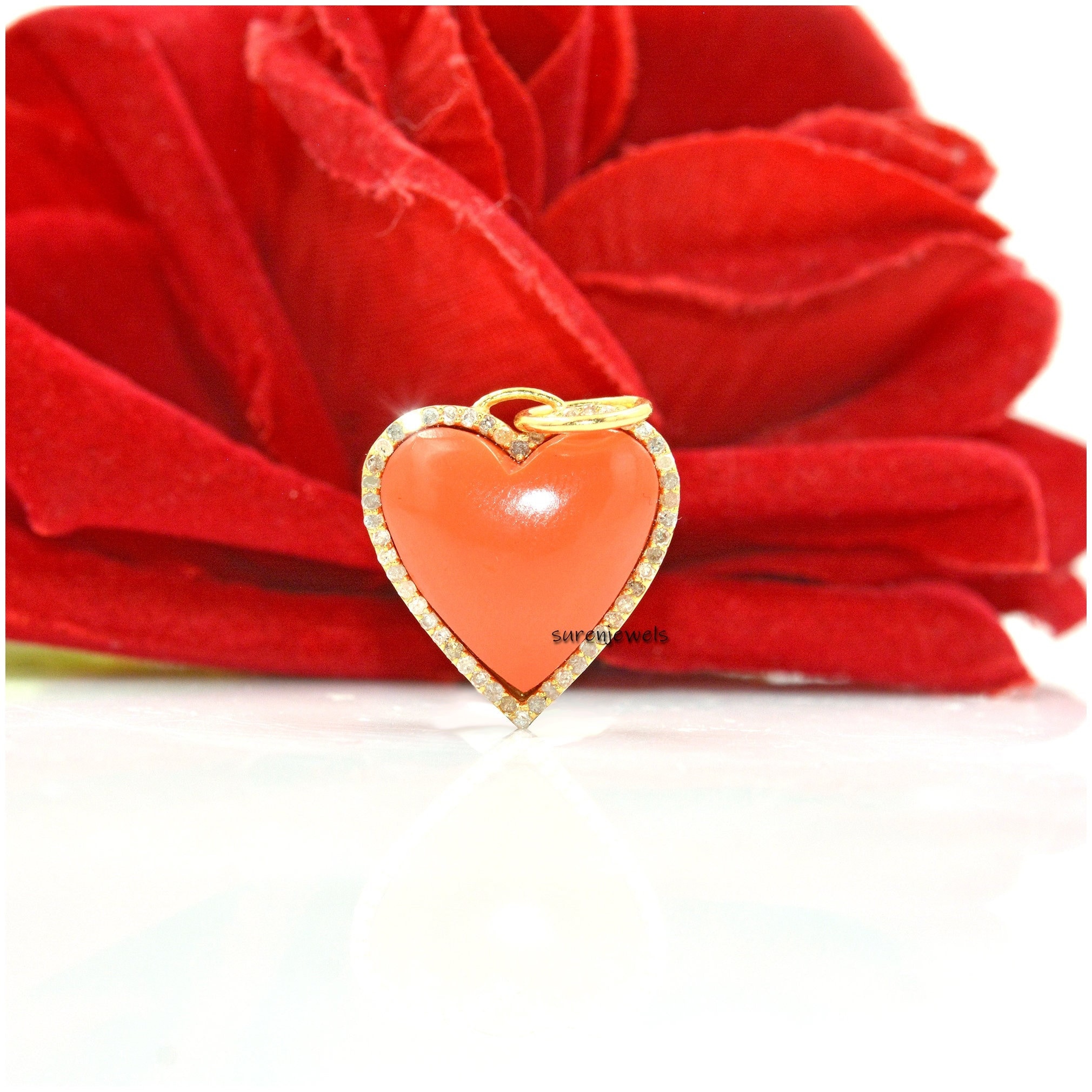 14k Gold Gemstone Heart Pendant: Lapis, Turquoise, Malachite - View 3 - Suren Jewels | SKU: SJP1018-SLYGMC
