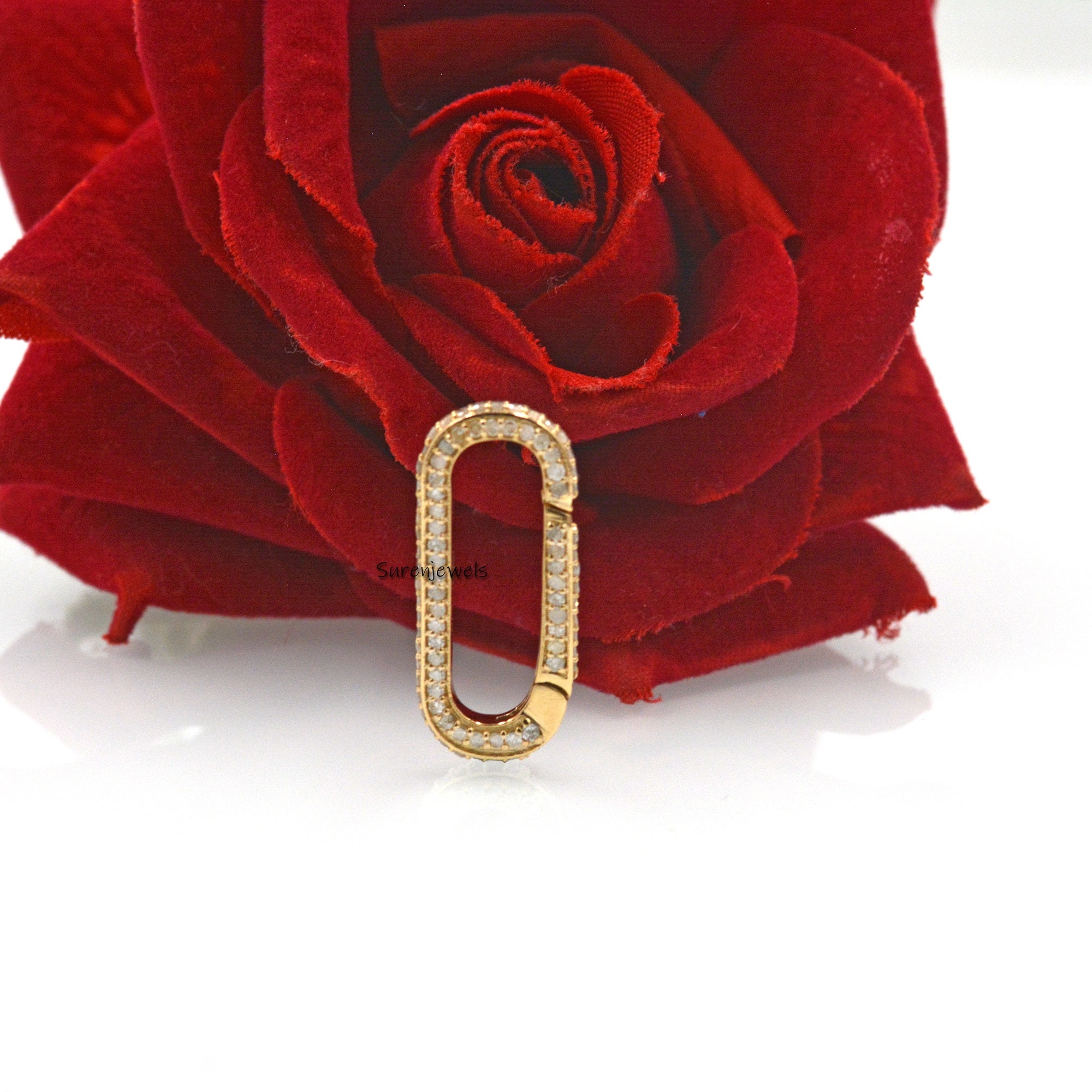 14K Yellow Gold Diamond Enhancer Clasp Lock - View 3 - Suren Jewels | SKU: SJP443-SLYGTQ