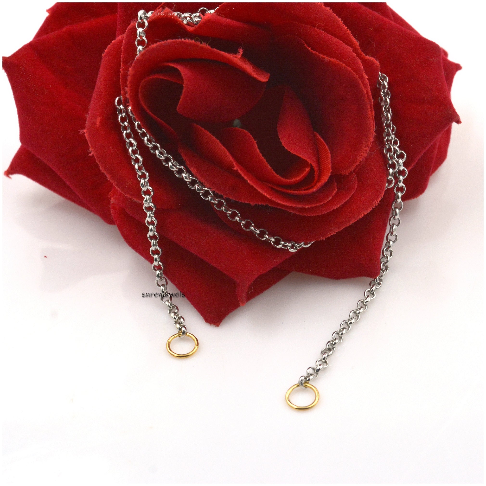 925 Sterling Silver Rolo Chain: Carabiner Shackle Lock Necklace - View 5 - Suren Jewels | SKU: G15-SLNSYG-2.80M-18I