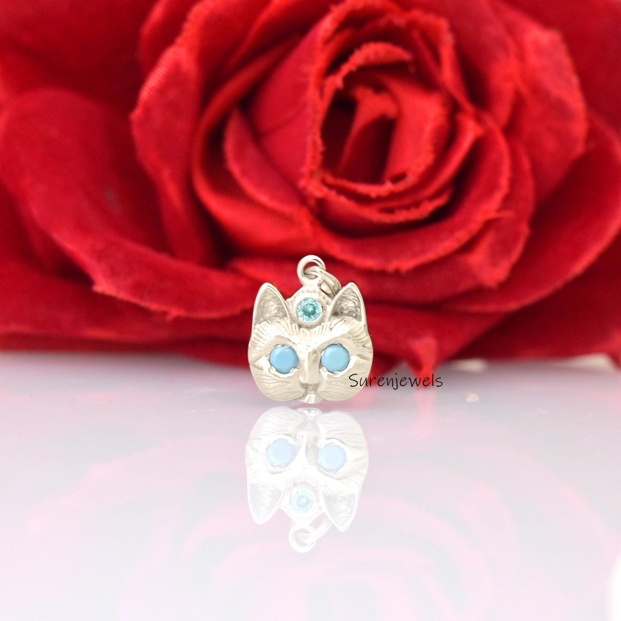 14K Gold Diamond Cat Face Pendant: Designer Animal Jewelry - View 3 - Suren Jewels | SKU: SJP5072-