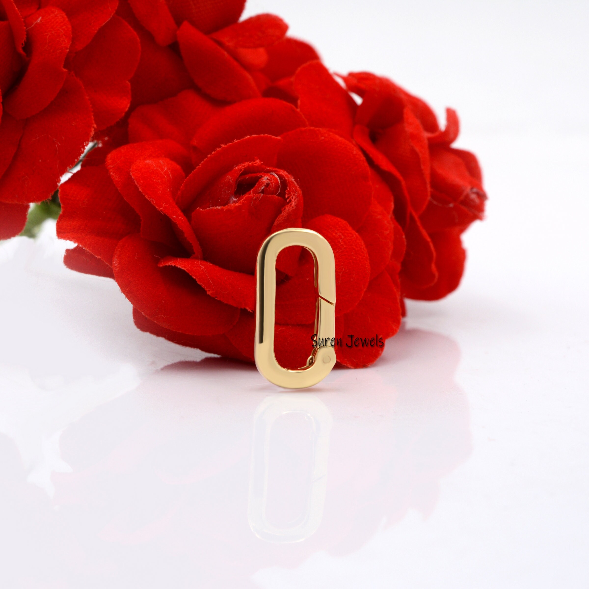 14k Solid Gold Diamond Enhancer: Pave Diamond Charm Holder Lock - View 5 - Suren Jewels | SKU: SJP807-