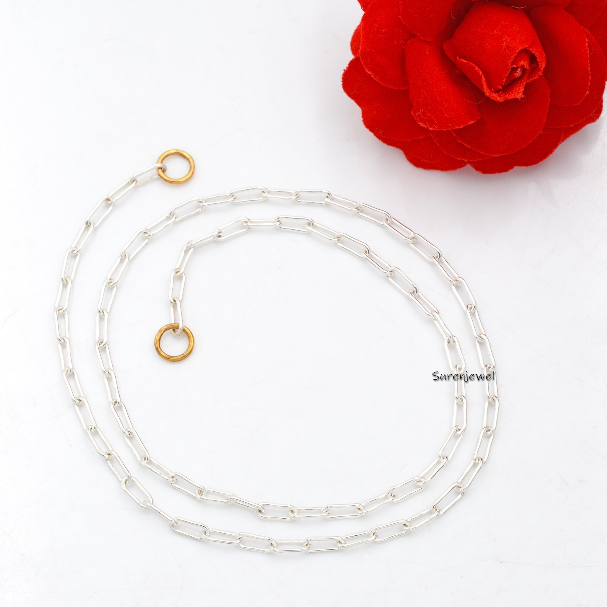 925 Sterling Silver Carabiner Cable Chain Necklace - View 3 - Suren Jewels | SKU: G6-SLNSYG-6.6M-16I