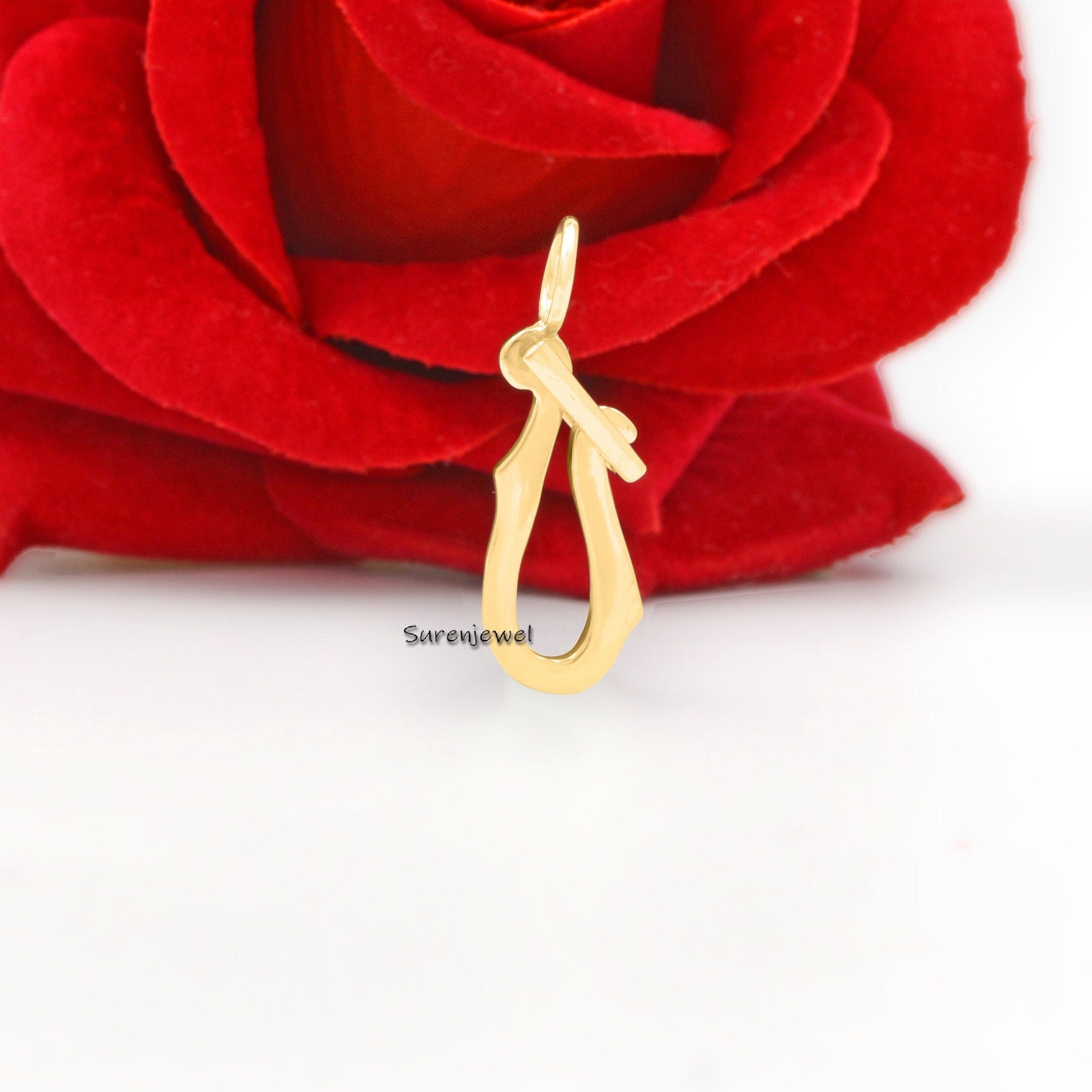 14K Gold Elongated Enhancer Link: Snap Lock Jewelry (25mm) - Suren Jewels | SKU: SJP918-SLNS-25M