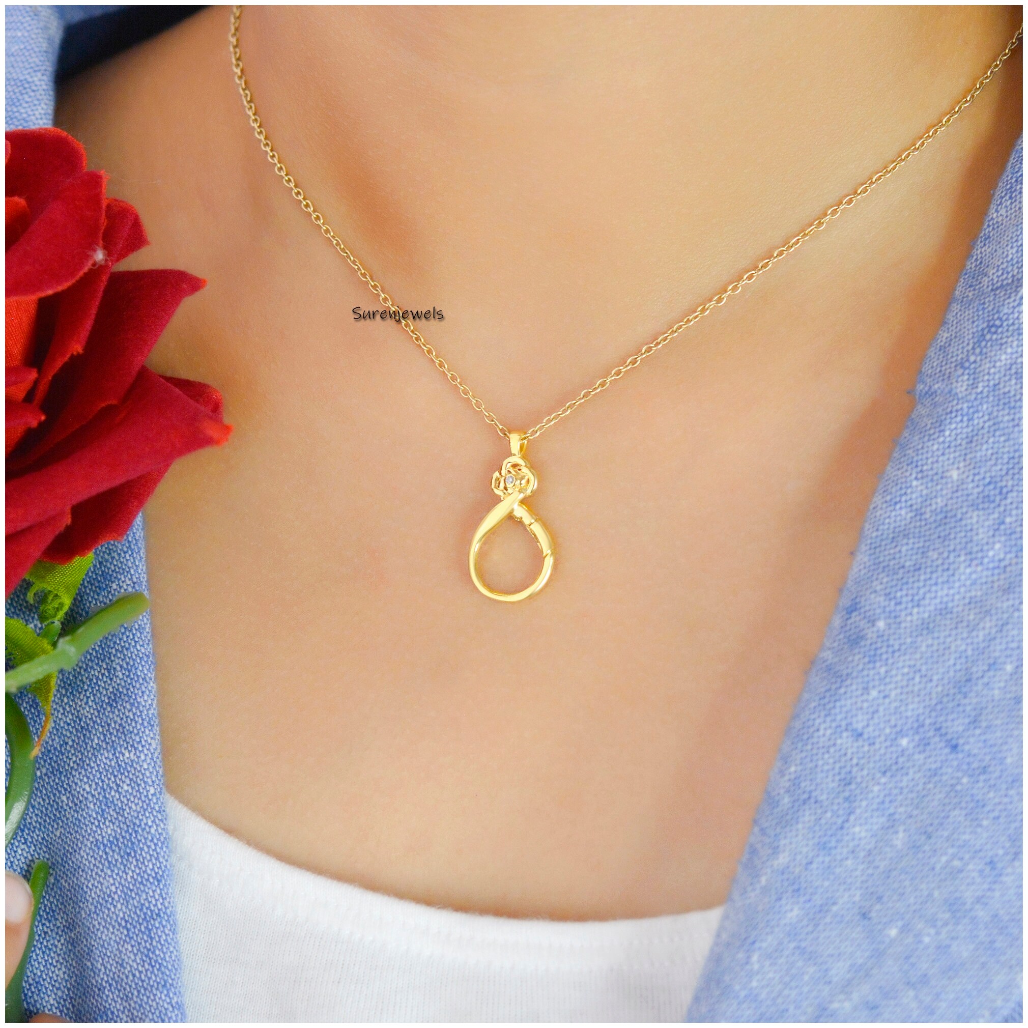 Handmade 14K Gold Diamond Charm Holder Pendant - View 4 - Suren Jewels | SKU: SJP1113-SLNSDI-25M