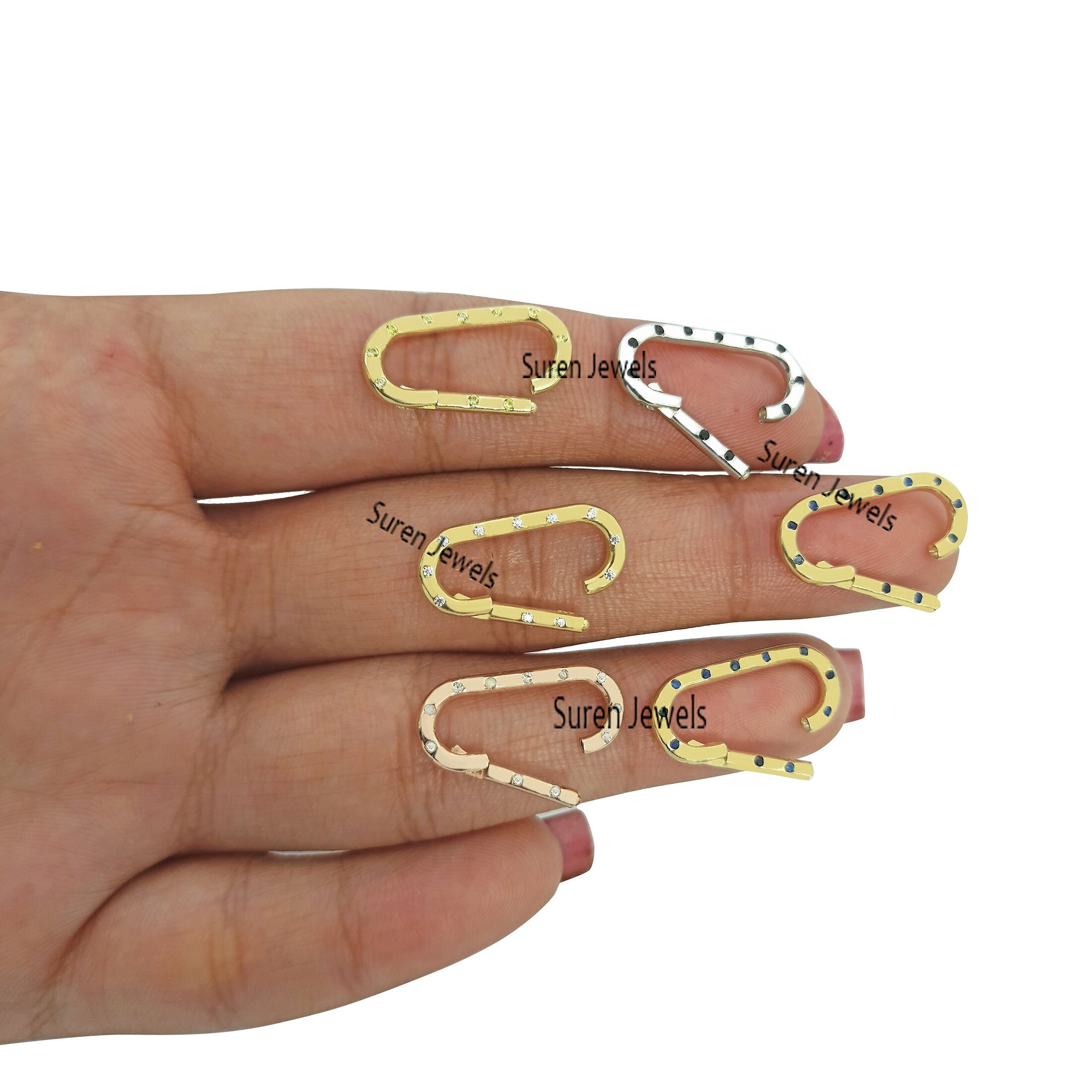 14K Gold Charm Holder Lock: Yellow Sapphire Connector - View 5 - Suren Jewels | SKU: SJP575-SLRGDI
