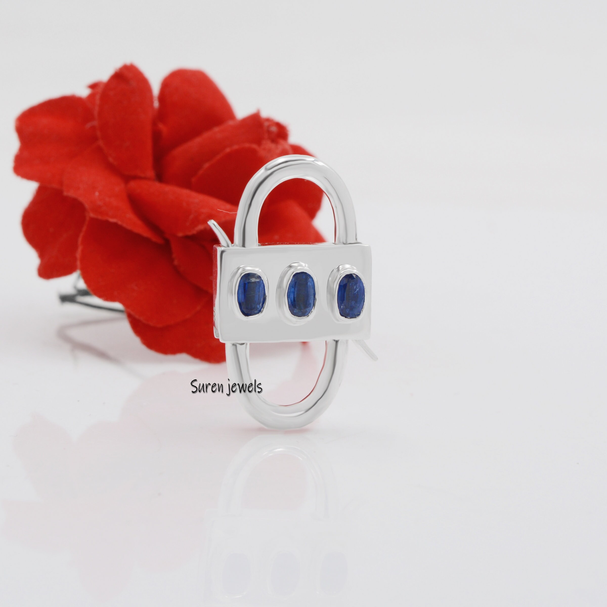 14K Gold Vermeil Heart Padlock: Handmade Turquoise Jewelry - View 6 - Suren Jewels | SKU: SJP31-SLYGKT