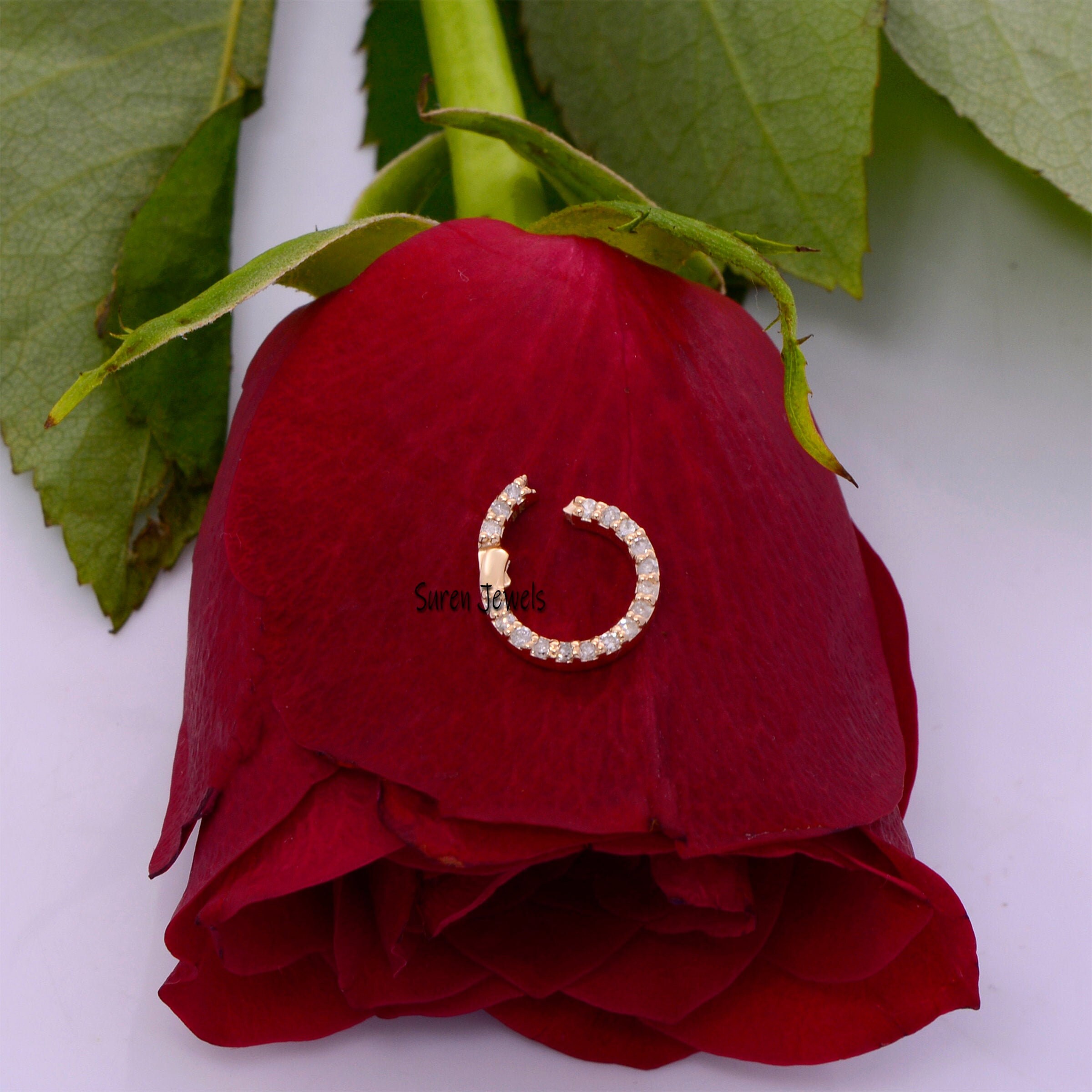 925 Silver Diamond Charm Enhancer: Round Charm Holder - View 3 - Suren Jewels | SKU: SJF119-SLYGDI