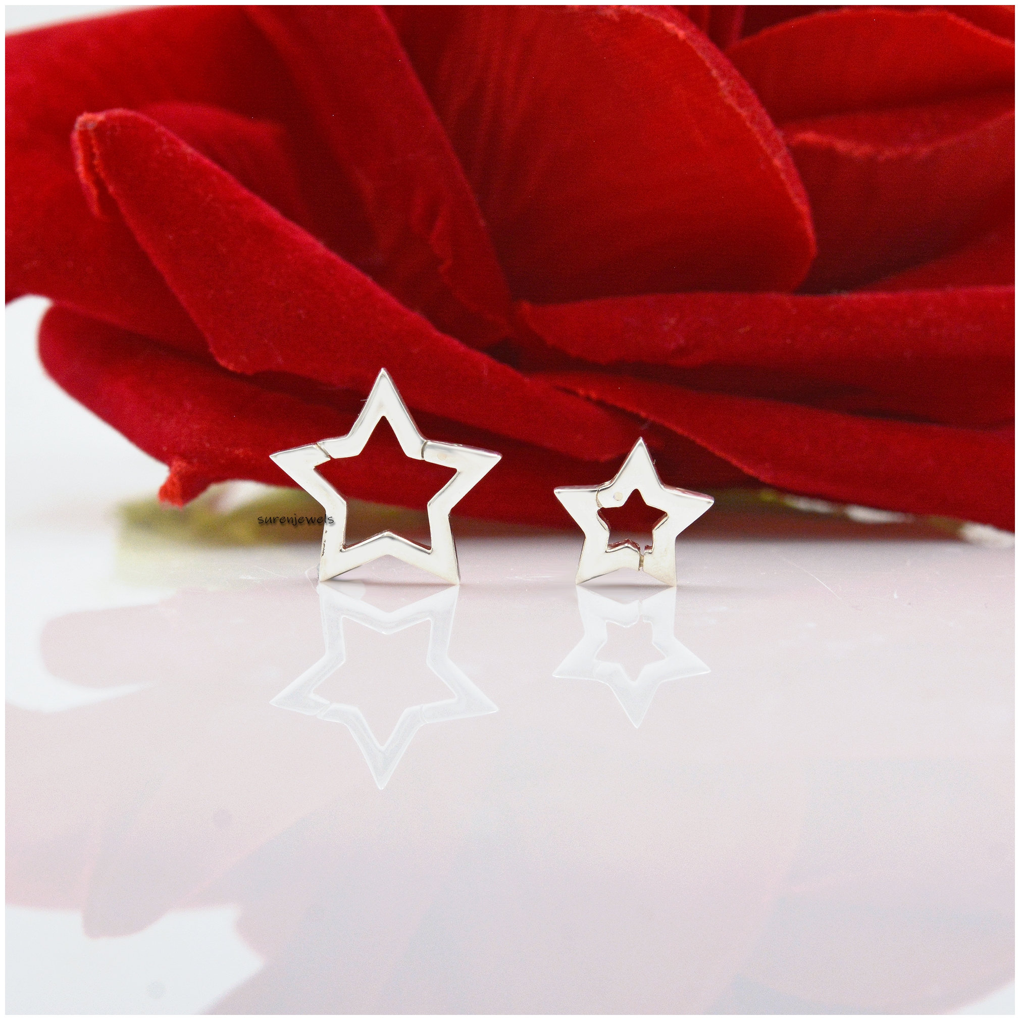 14k Gold Star Charm Holder: Enhancer Link Lock - View 2 - Suren Jewels | SKU: SJP451-SLYG-N47-18I