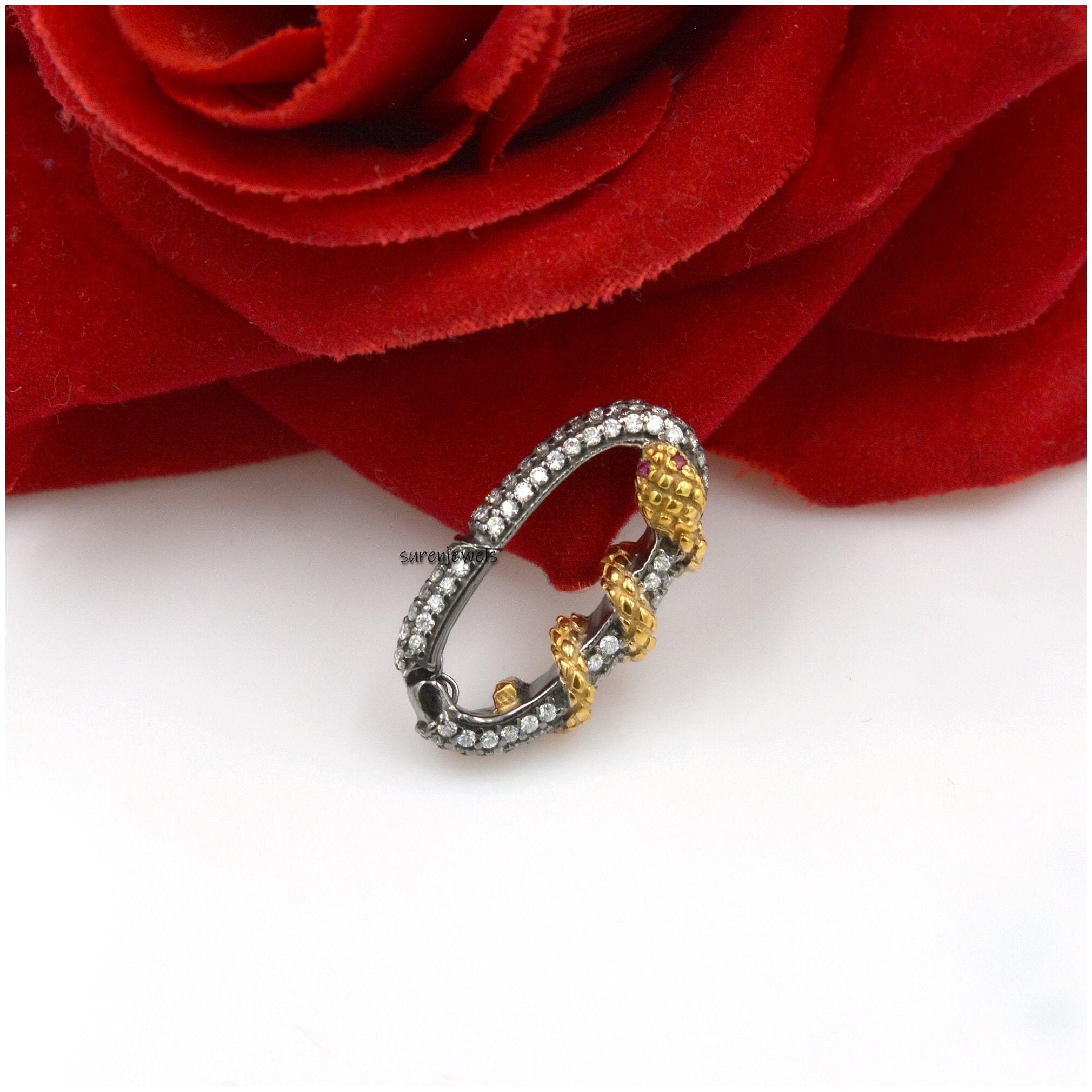 Diamond Snake Charm 14k Gold Enhancer - View 4 - Suren Jewels | SKU: SJP1136-SLRHYGRU-22M