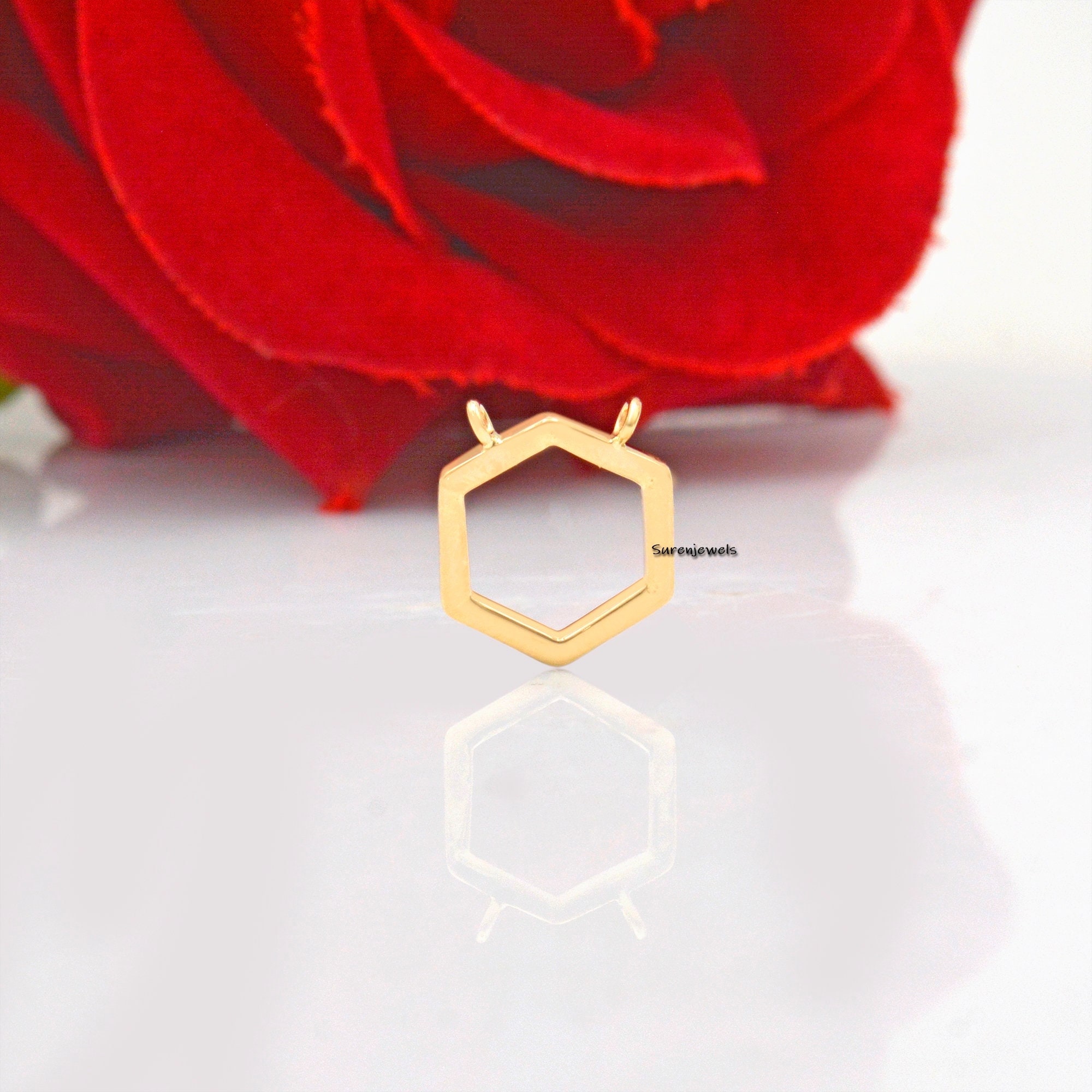 14k Gold Charm Connector Holder: Necklace Chain Lock, 12mm - Suren Jewels | SKU: SJP1139-14KYG