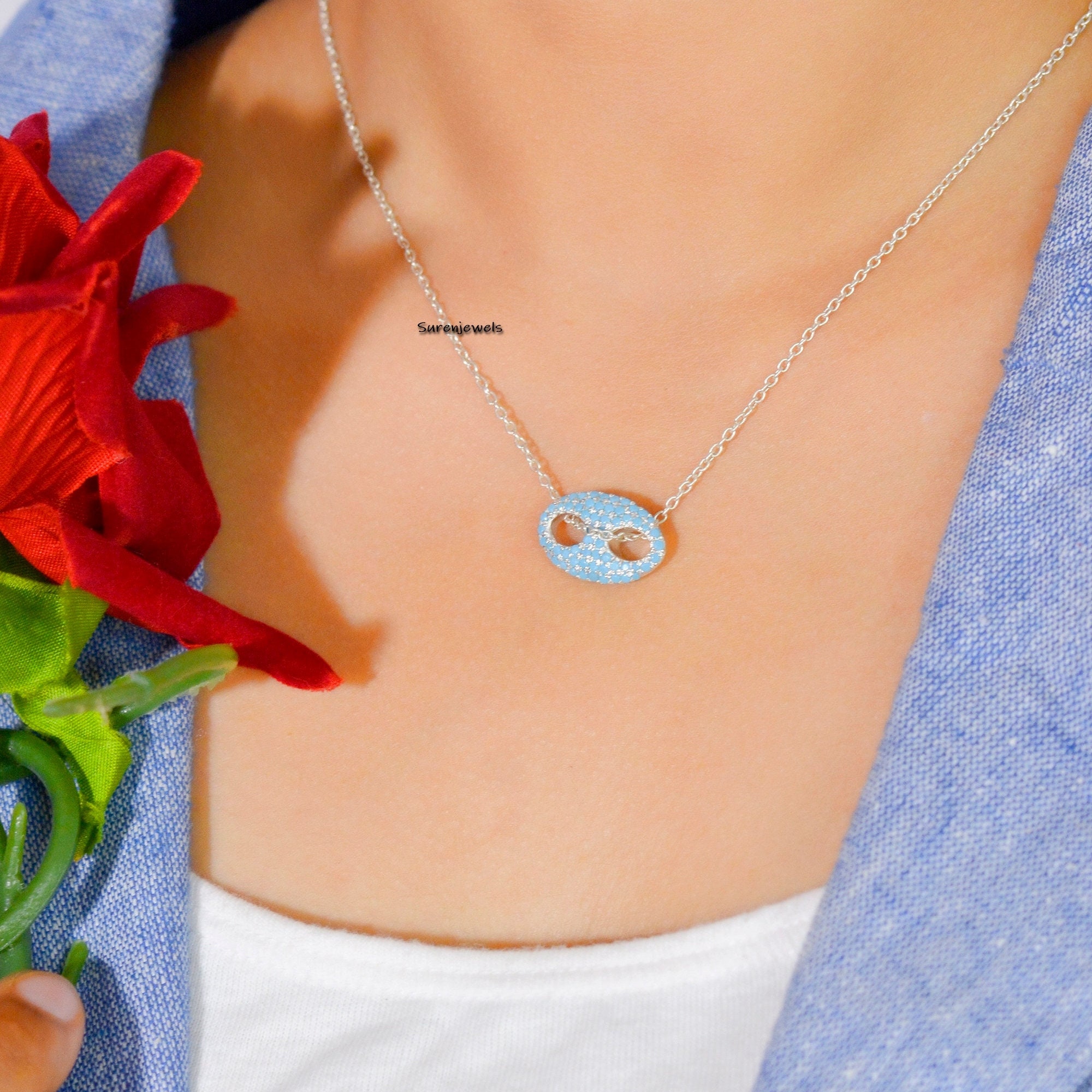 925 Silver Moissanite Soda Pull Tab Pendant: Gemstone Mariner Link Charm - View 5 - Suren Jewels | SKU: SJP1172-SLNSTQ