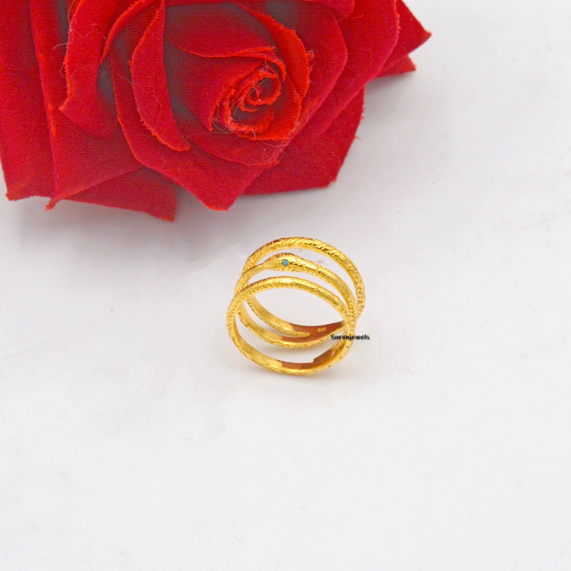 Sterling Silver Ouroboros Snake Ring: Infinity Talisman - View 3 - Suren Jewels | SKU: SJR915-SLYGTQ-US-7