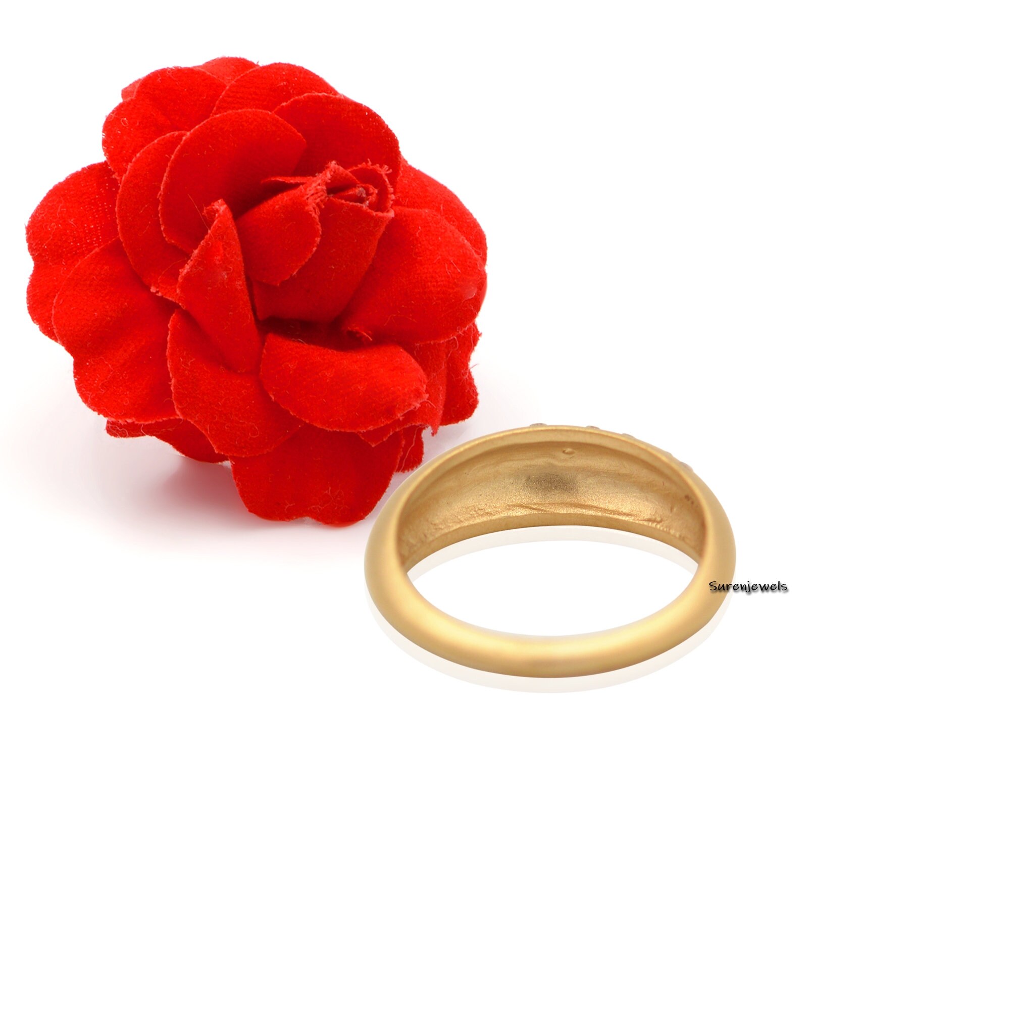 14K Gold Plated Moissanite Bombe Ring: Chunky Dome Statement Ring - View 4 - Suren Jewels | SKU: SJR484-14KYGDI