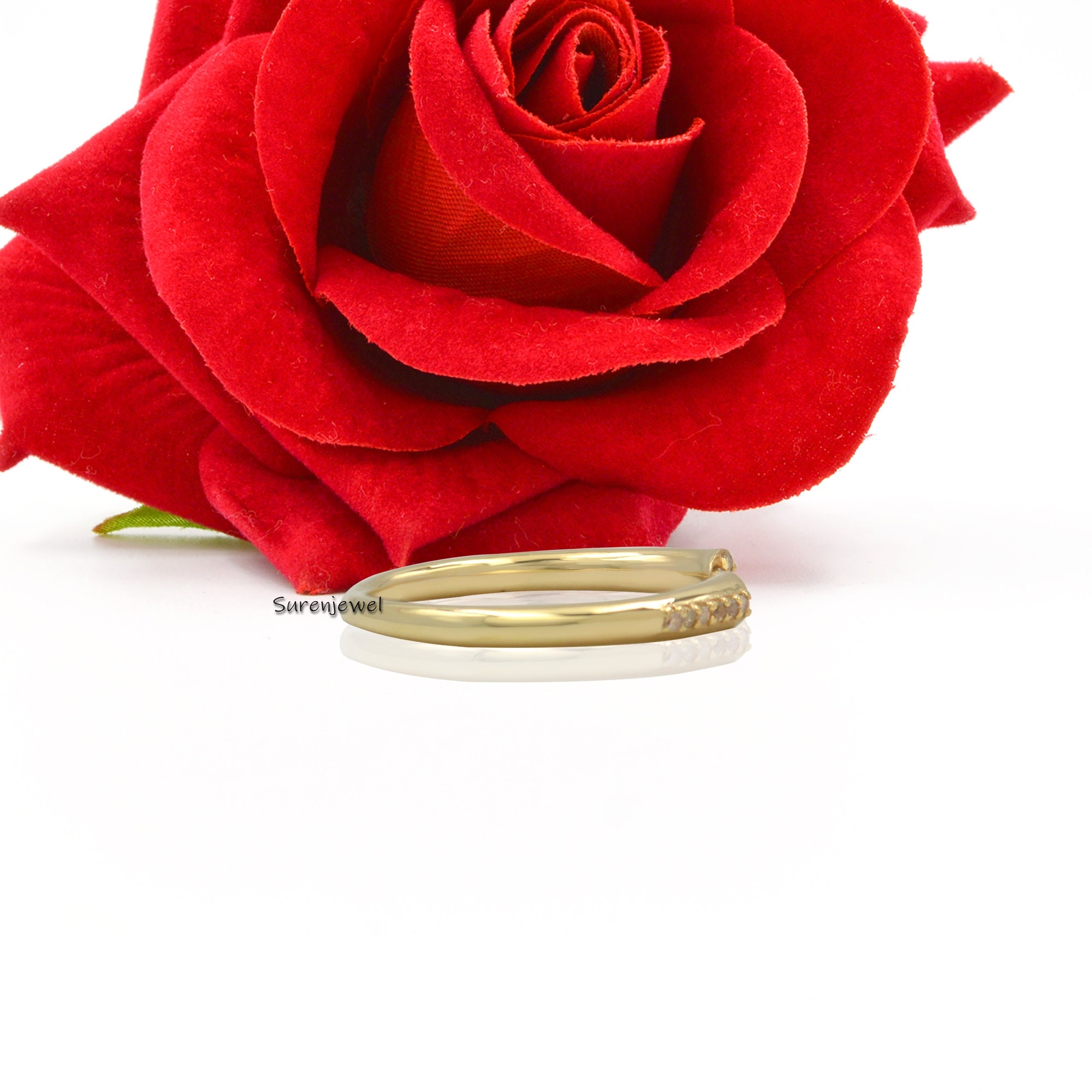 14k Solid Gold Diamond Cuff Ring: Open Band - View 5 - Suren Jewels | SKU: SJR683-SR