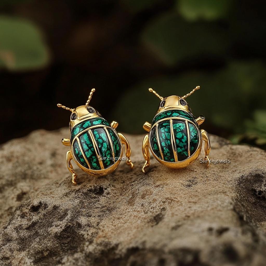 Superiore In Particolare Ricordo Orecchini Scarabeo Botanica Triangolo Piacevole - Foto 8