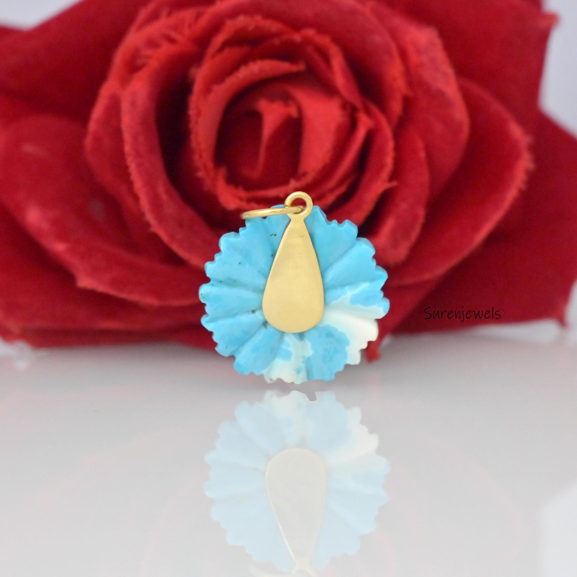 925 Silver Pink Opal Flower Pendant: Carved Floral Charm - View 3 - Suren Jewels | SKU: SJP4383-SLYGMSCZRUCZ-25M