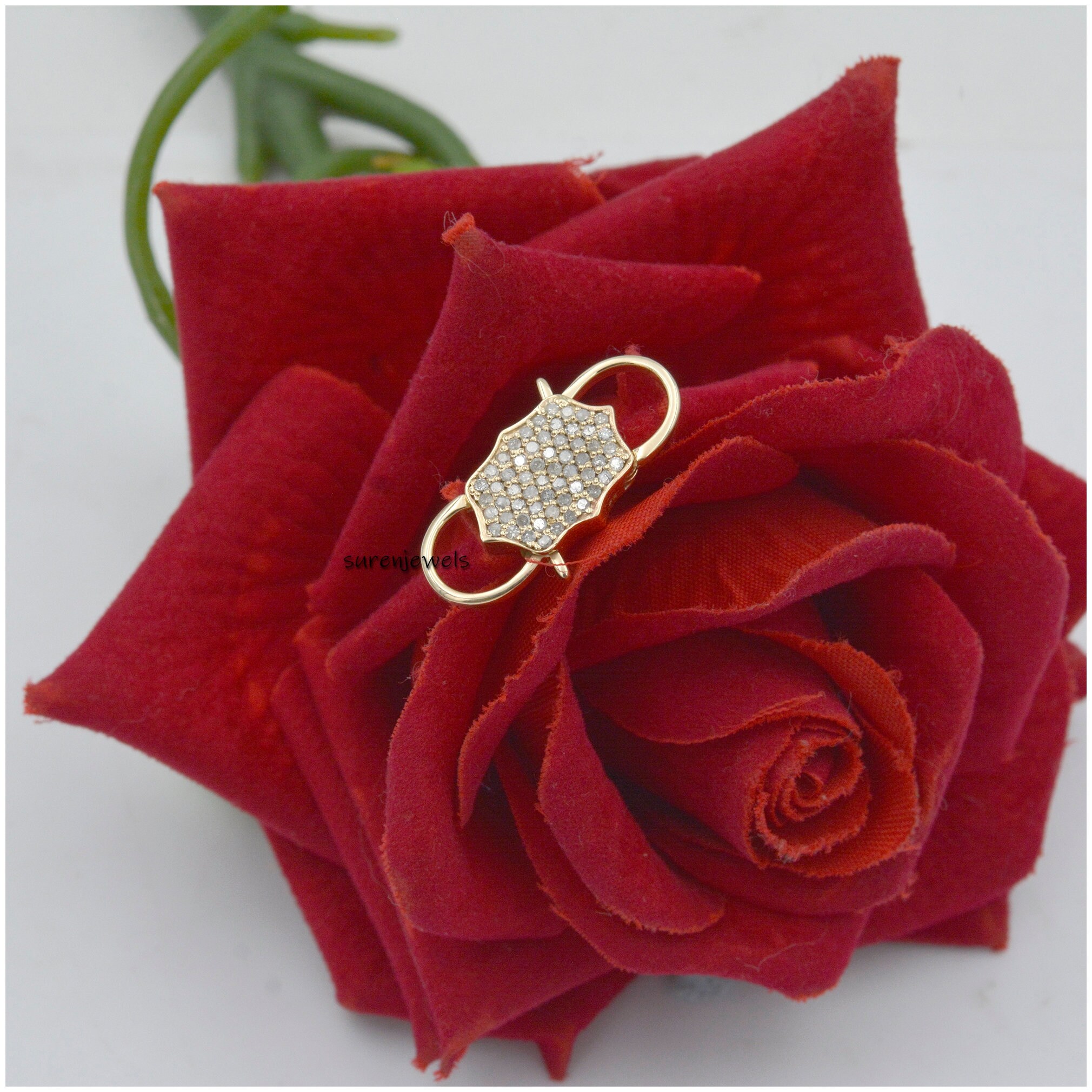9K Gold Diamond Padlock Pendant: Pave Jewelry, 18 inch Chain - View 3 - Suren Jewels | SKU: SJP33-9KYGCZ-N47-18I