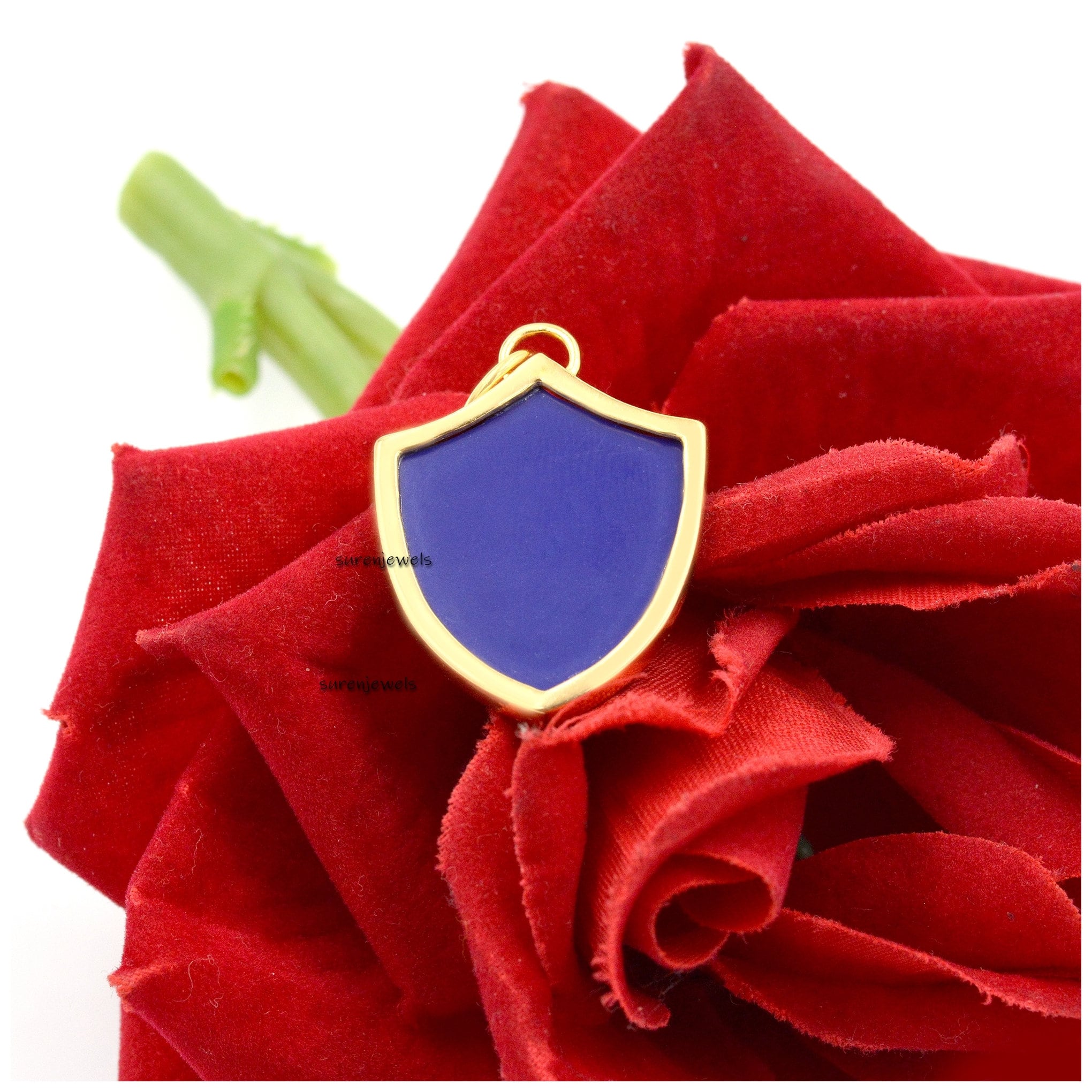 925 Silver Gemstone Shield Pendant: Lapis, Turquoise, Malachite - View 5 - Suren Jewels | SKU: SJP1451-SLYGLPZ