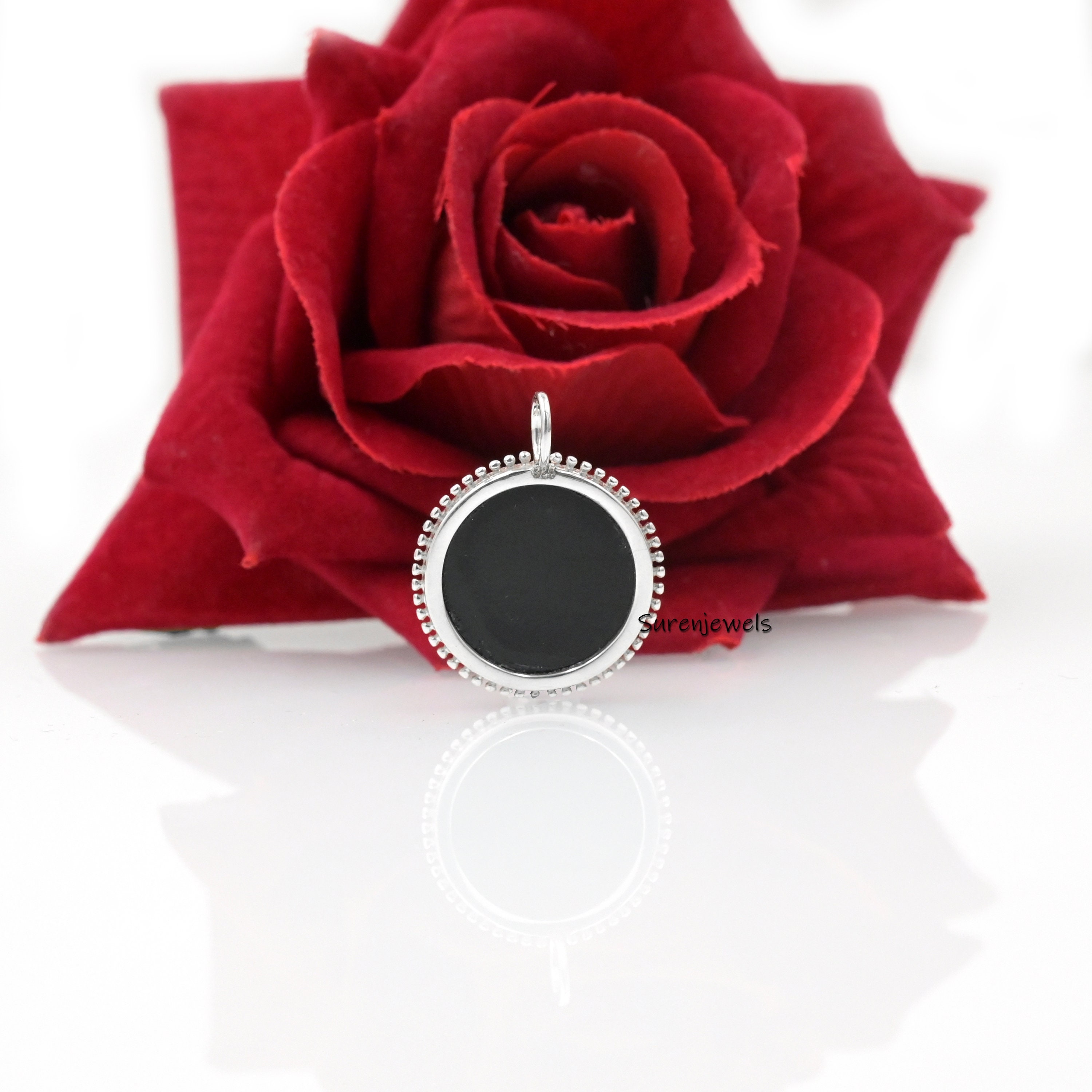 Lapis Lazuli Star Moon Pendant: Moissanite 925 Silver Disc - View 5 - Suren Jewels | SKU: SJP2446-SLYGDITQ-20M
