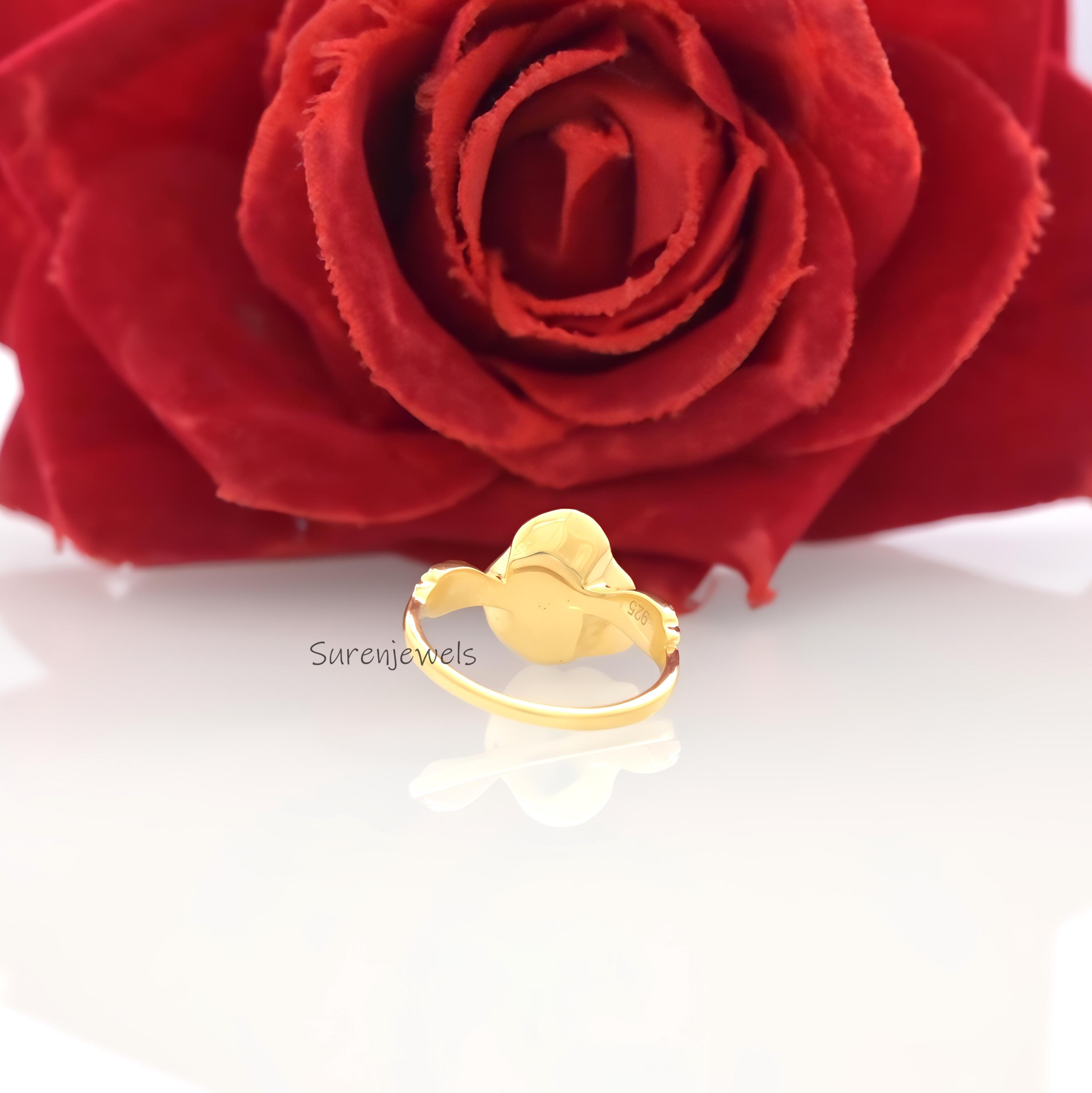 14k Gold Rose Ring: Dainty Flower Jewelry - View 7 - Suren Jewels | SKU: SJR2947-SLYGCZ-US-6,SJR2996-SLYGCZ-US-7.5