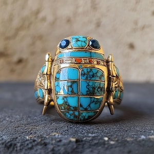 14K Gold Gemstone Designer Scarab Ring, 14k Gold Gemstone Scarab Ring, Hand Carving Scarab, Scarab Amulet Ring, Carved Scarab Ring