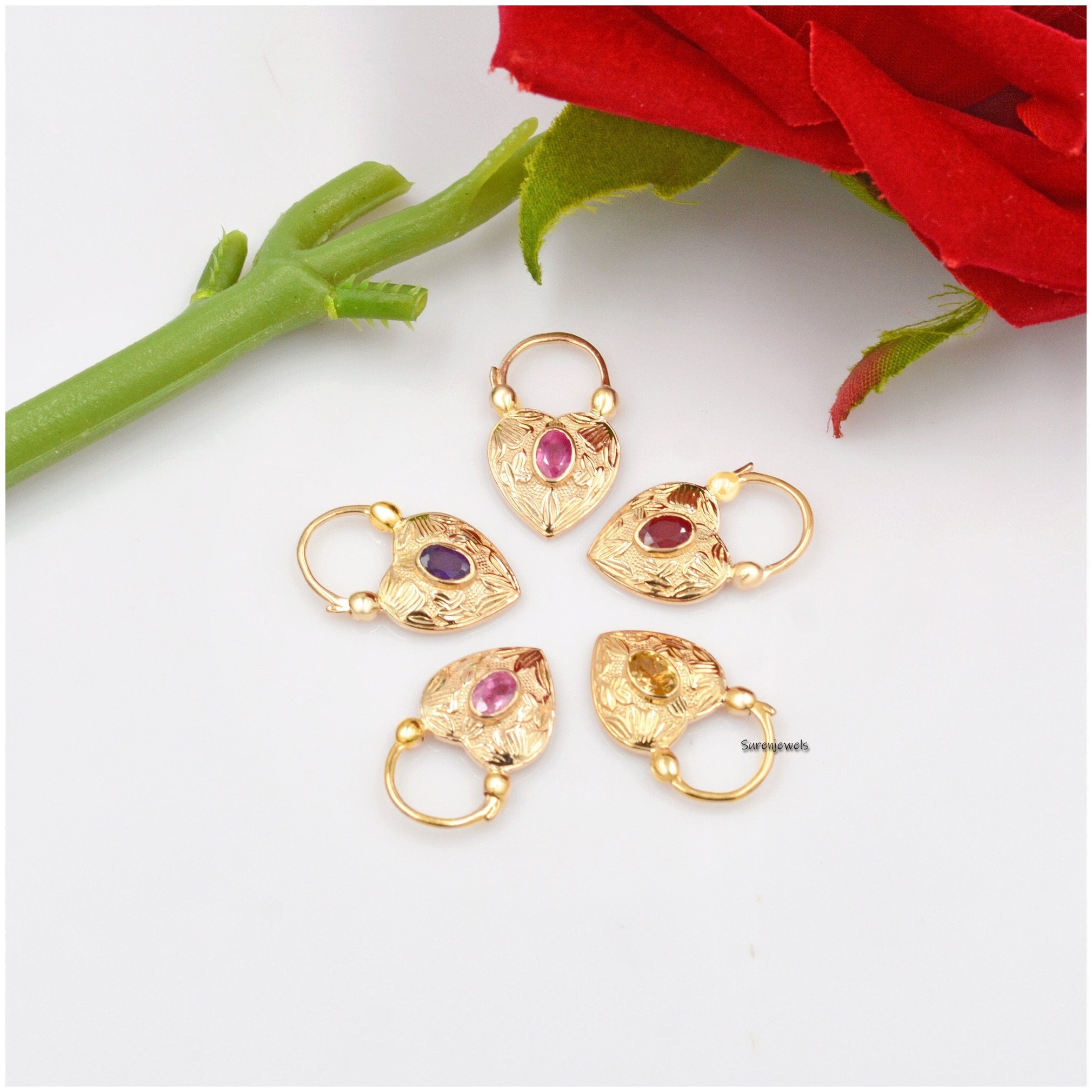 14K Gold Vermeil Heart Padlock: Gemstone Connector Jewelry (25*15mm) - Suren Jewels | SKU: SJP92-SLYGTQ-N47-18I