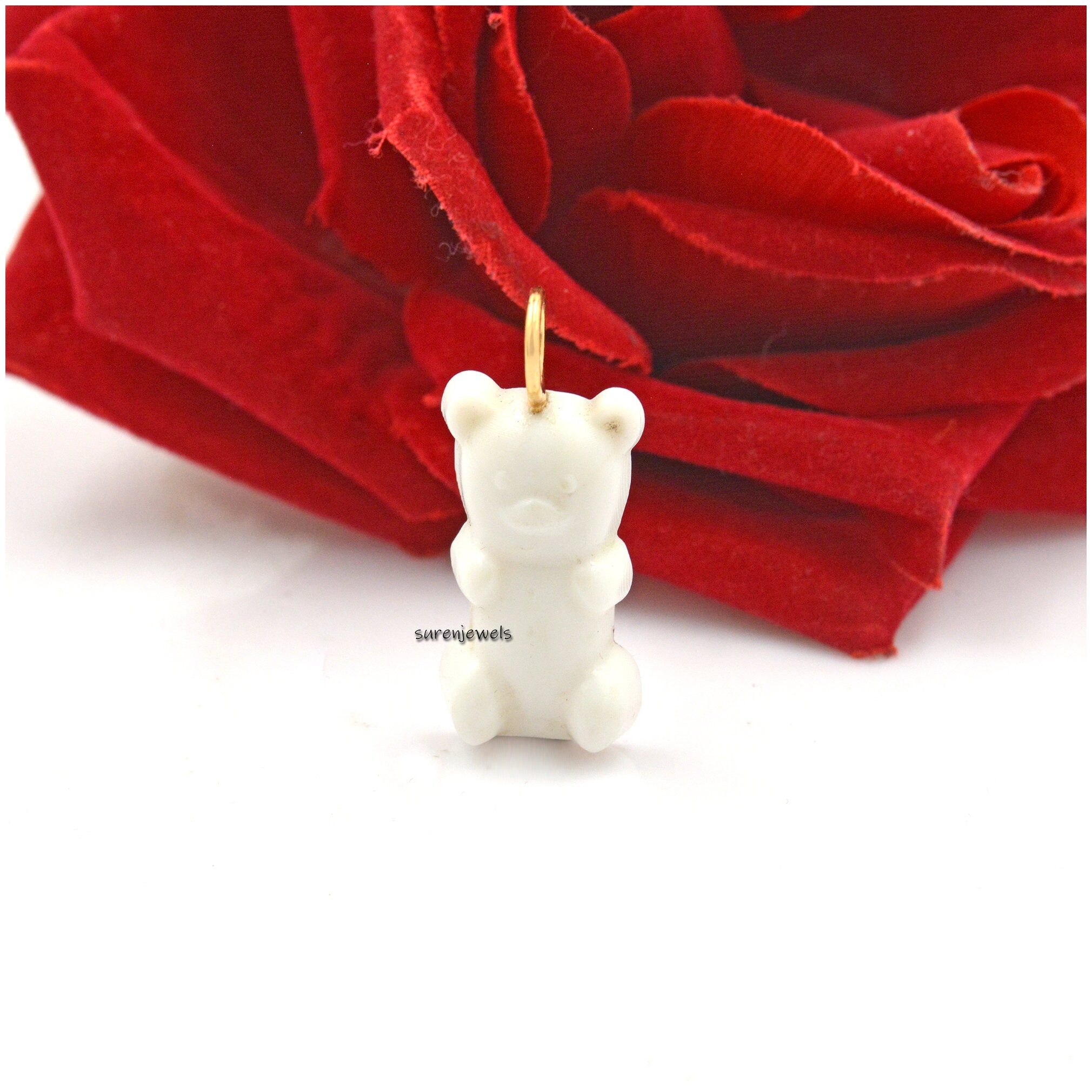Handmade Gemstone Teddy Bear Pendant: Designer Candy Jewelry - View 5 - Suren Jewels | SKU: SJP1469-SLYGMK