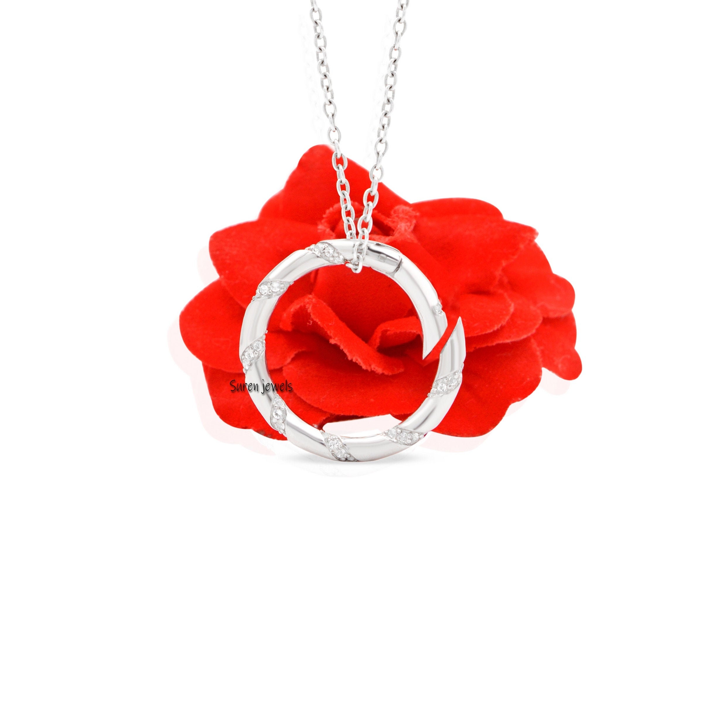 925 Silver Pave Diamond Clicker Lock, Hinged Pendant Enhancer - Suren Jewels | SKU: SJP896-SLWGWT