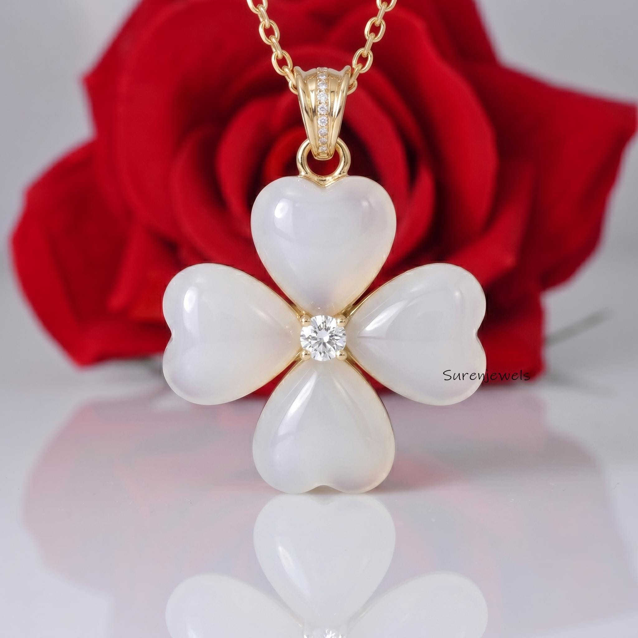 14K Gold Plated Gemstone Floral Heart Pendant, Heart Shape Floral Pendant, Handmade Gemstone jewelry - Suren Jewels | SKU: SJ