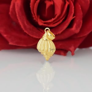 Colgante de caracol de oro de 14K, colgante de caracol de piedra preciosa de oro de 14K, colgante de caracol de hongo de oro de 14k,