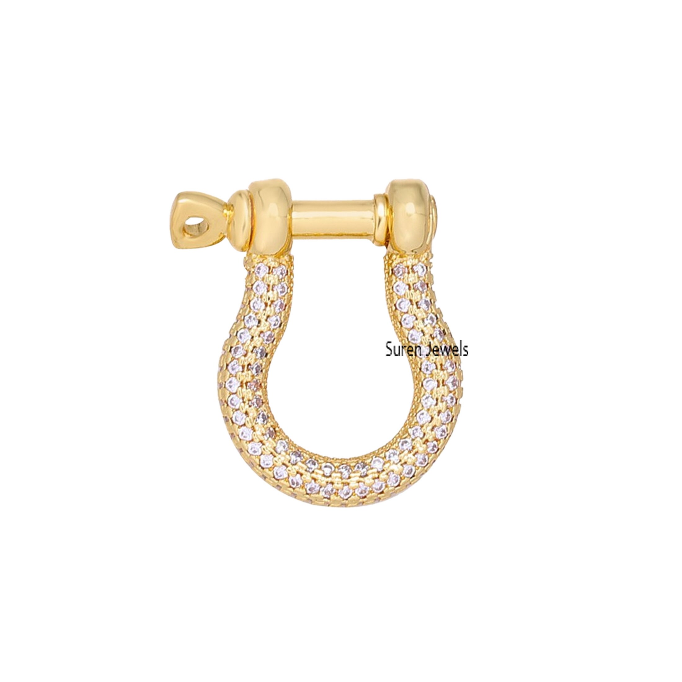 Diamond Shackle Clasp Lock: Designer Carabiner Chain Lock - View 7 - Suren Jewels | SKU: SJP842