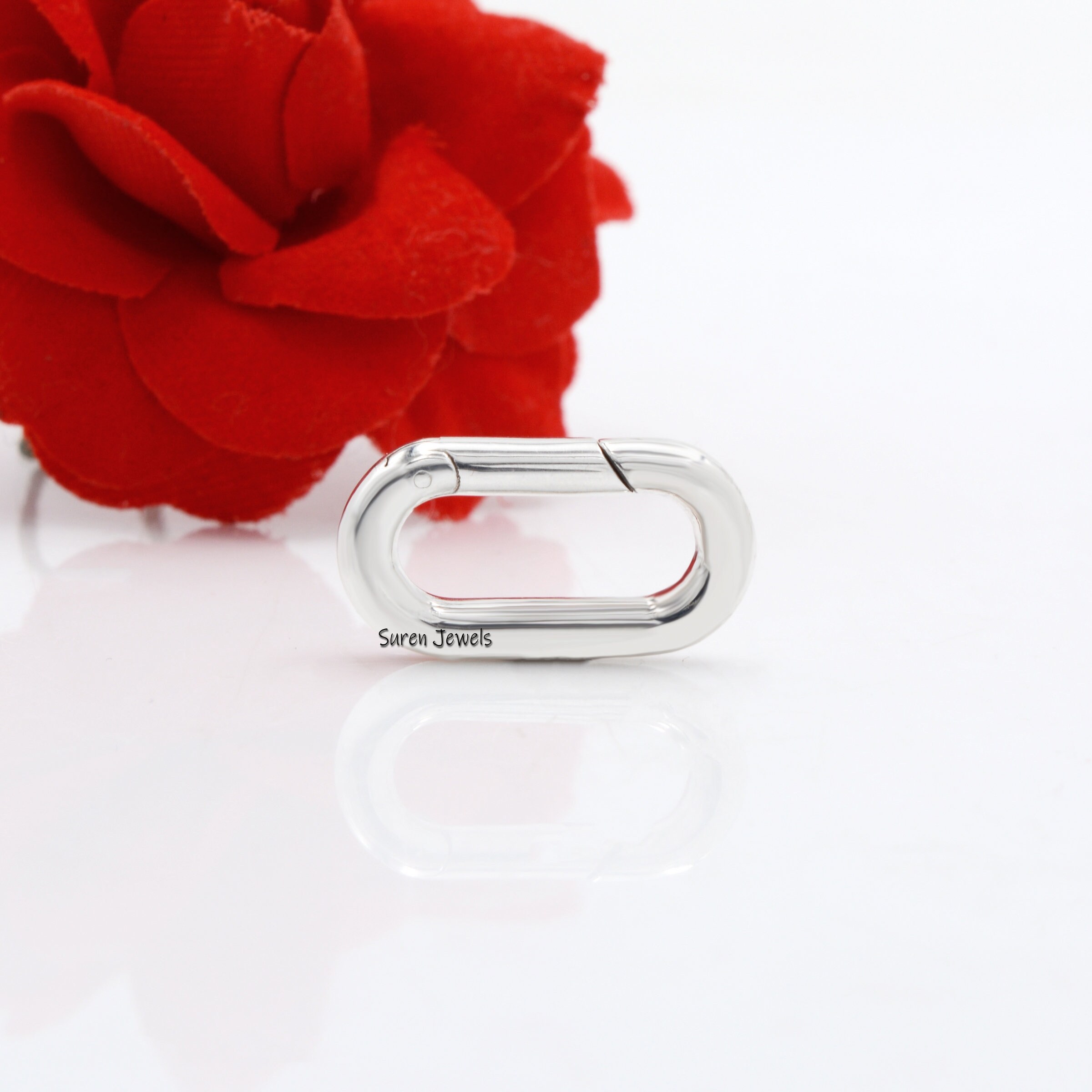 925 Silver Oval Push Clasp: Handmade Jewelry Enhancer (19*11 MM) - View 4 - Suren Jewels | SKU: SJP74-SLNS