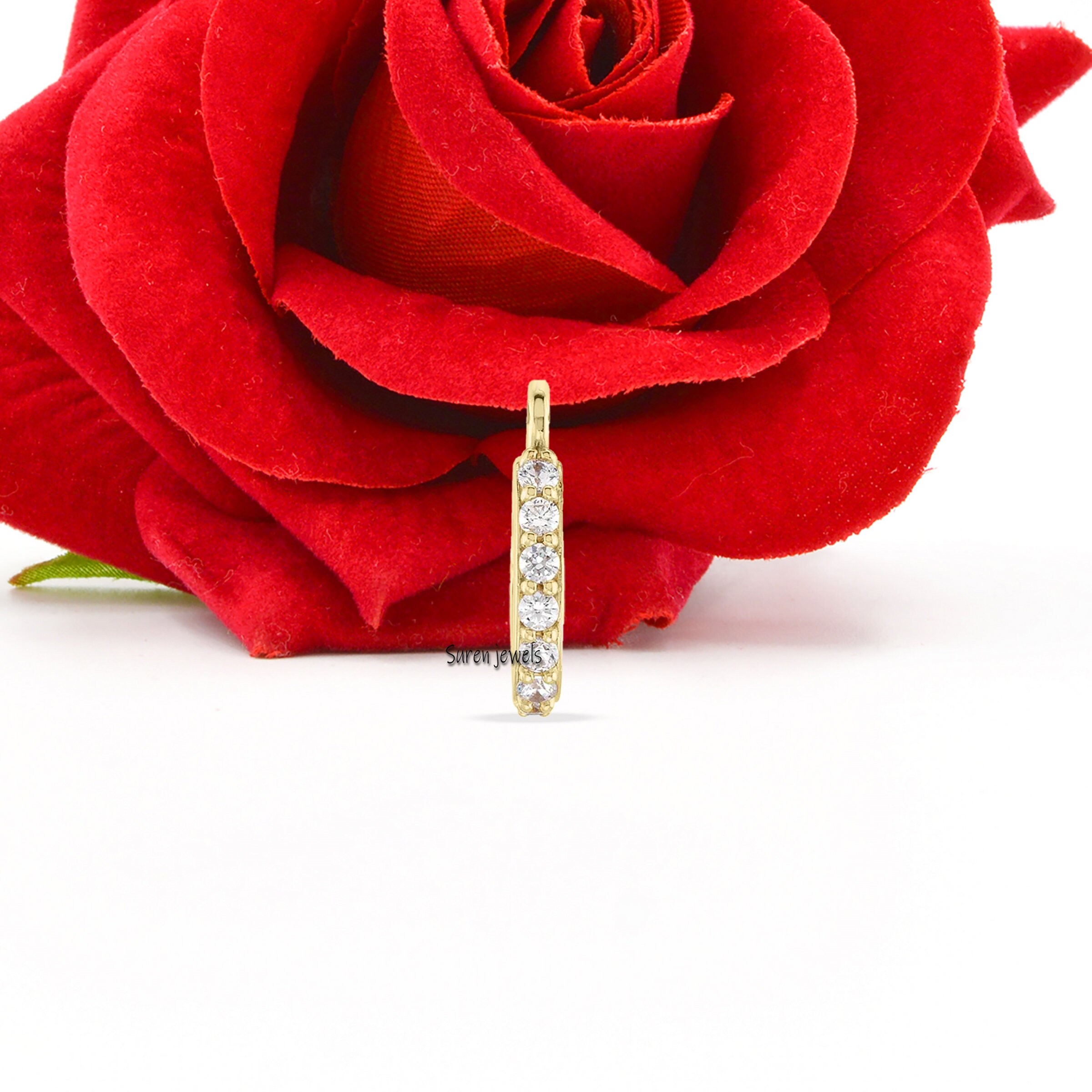 14K Gold Diamond Charm Lock: Enhancer Pendant Clasp - View 5 - Suren Jewels | SKU: SJP1462-SLYGDI