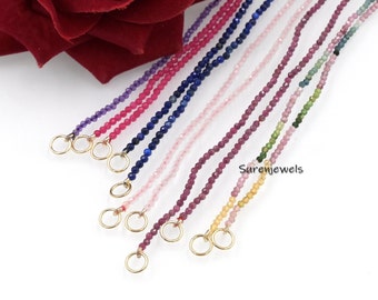 14k Gold Garnet Beads Chain Necklace: Enhancer Connector