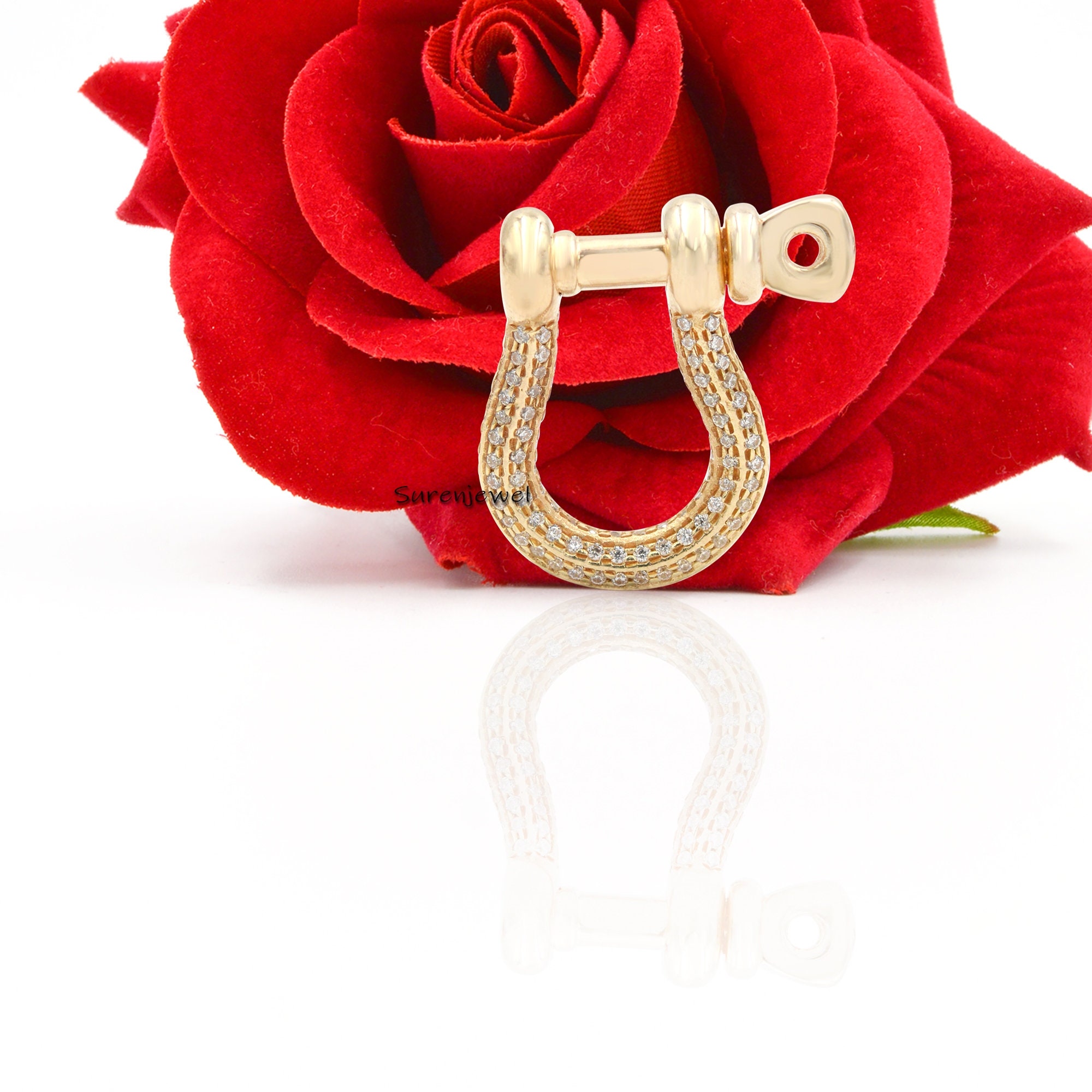 14K Gold Plated Shackle Lock: 925 Silver Anchor Charm Holder - View 6 - Suren Jewels | SKU: SJP842