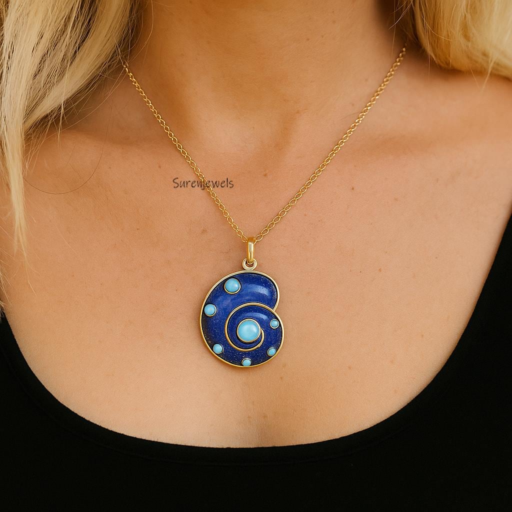 14k Gold Cowrie Shell Pendant: Pearl & CZ Accent - View 2 - Suren Jewels | SKU: SJP5068-SLYGLPZTQ-30M