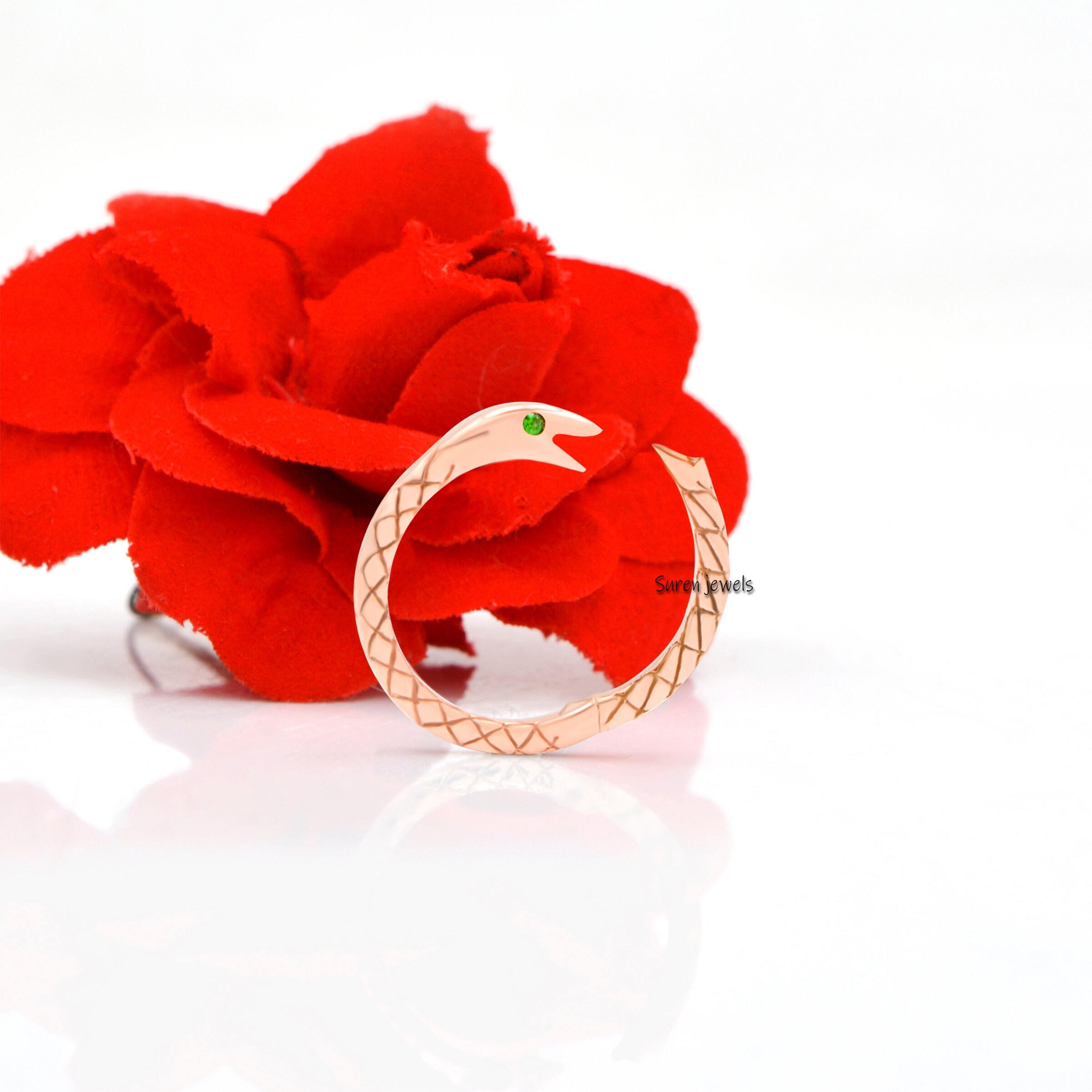 14k Emerald Snake Charm Clip: Gold Ouroboros Enhancer - View 5 - Suren Jewels | SKU: SJP88-SLYGDI