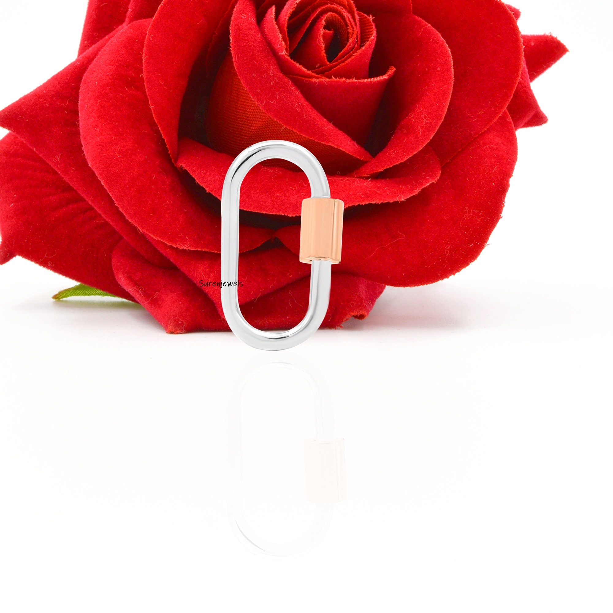 14k Gold Screw Carabiner Lock: 925 Silver Wire Jewelry - View 5 - Suren Jewels | SKU: SJC130-SLNS14KYG
