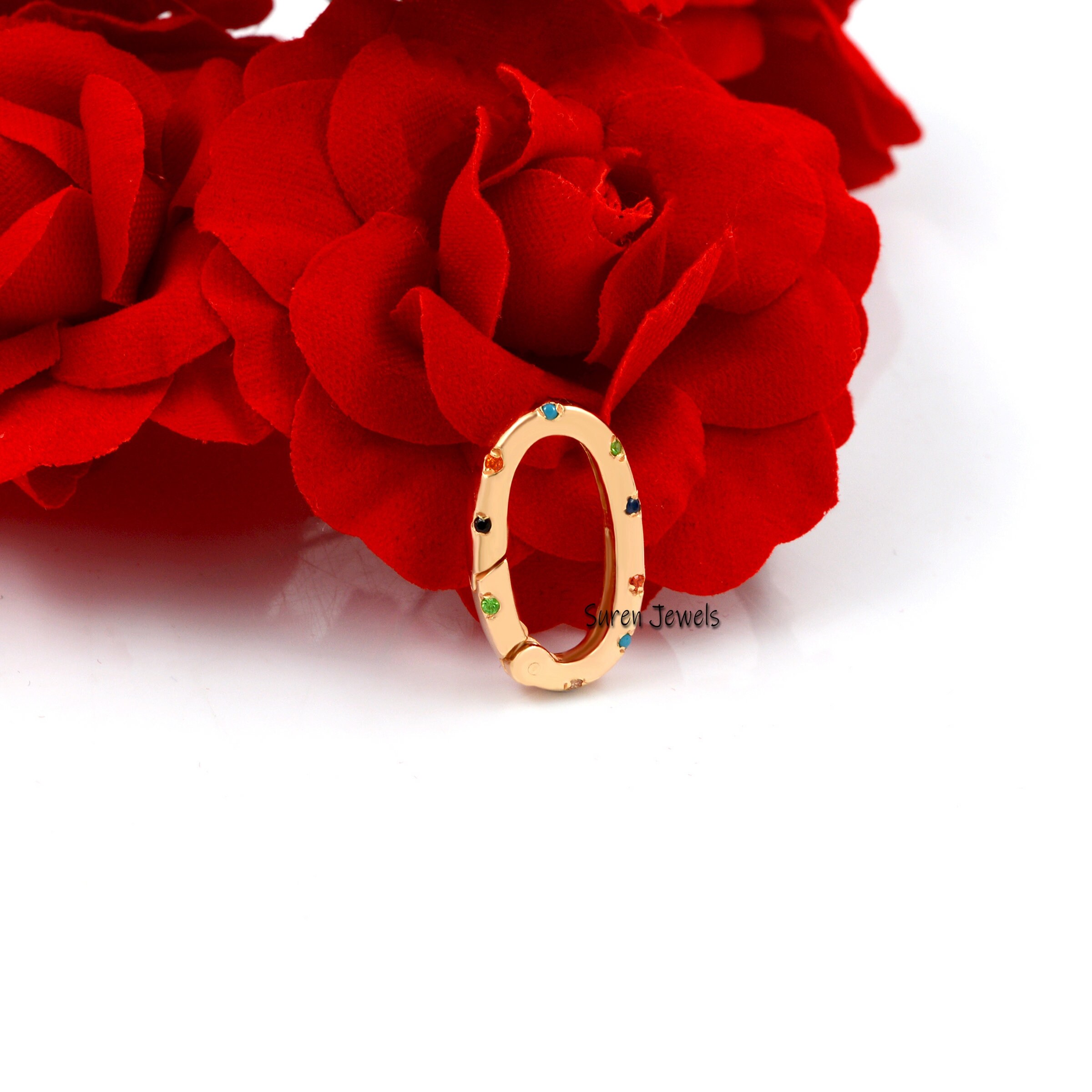 14K Gold Diamond Charm Lock, Enhancer Pendant Clip - View 4 - Suren Jewels | SKU: SJP804-