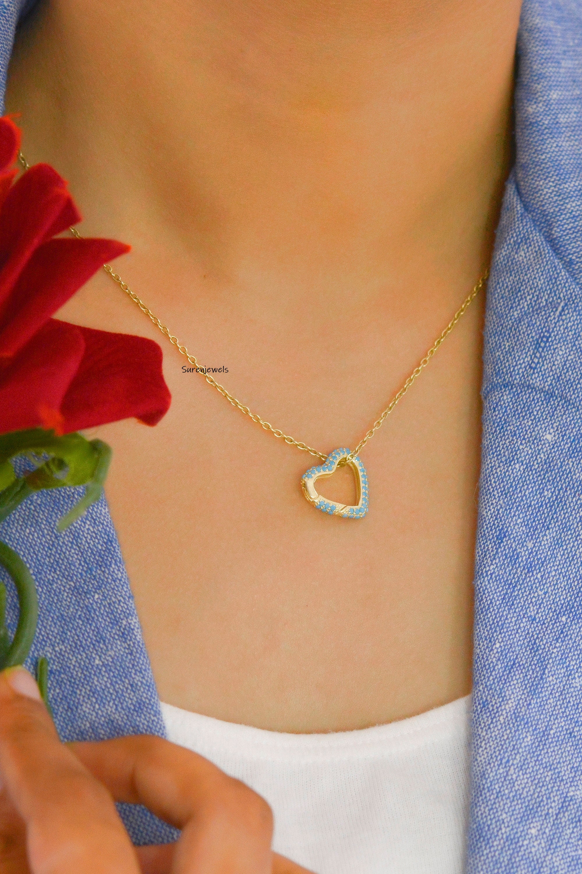 14K Gold Diamond Heart Charm Holder: Enhancer Lock - View 2 - Suren Jewels | SKU: SJP1182-SLYGTQ