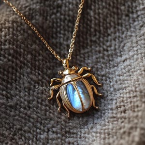 Solid 14K Gold Gemstone Small Scarab Pendant, Egyptian Beetle Jewelry, Hand Carving Scarab, Carved Scarab Pendant, Scarab Amulet Pendant