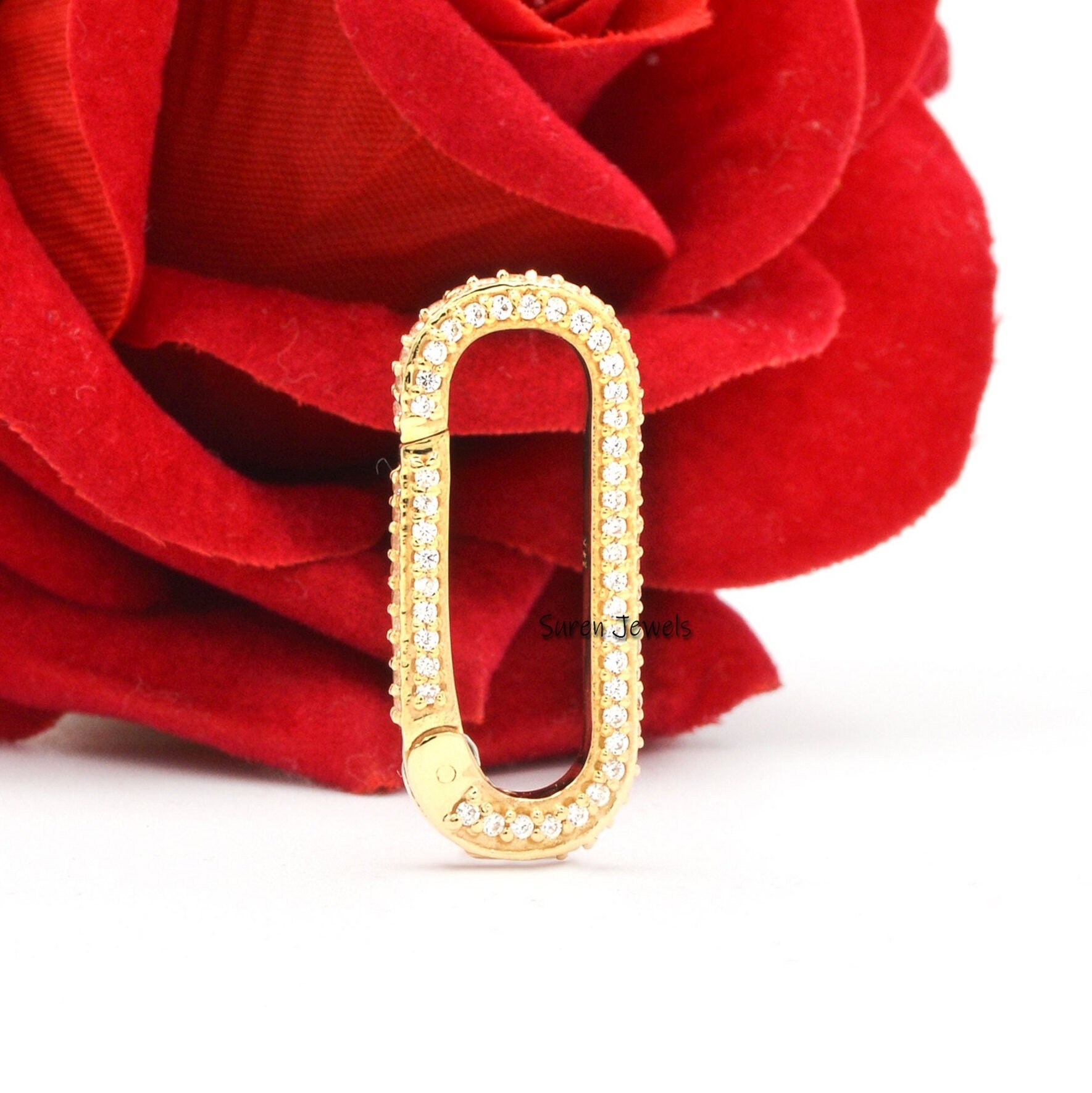 14K Yellow Gold Diamond Enhancer Clasp Lock - View 5 - Suren Jewels | SKU: SJP443-SLYGTQ