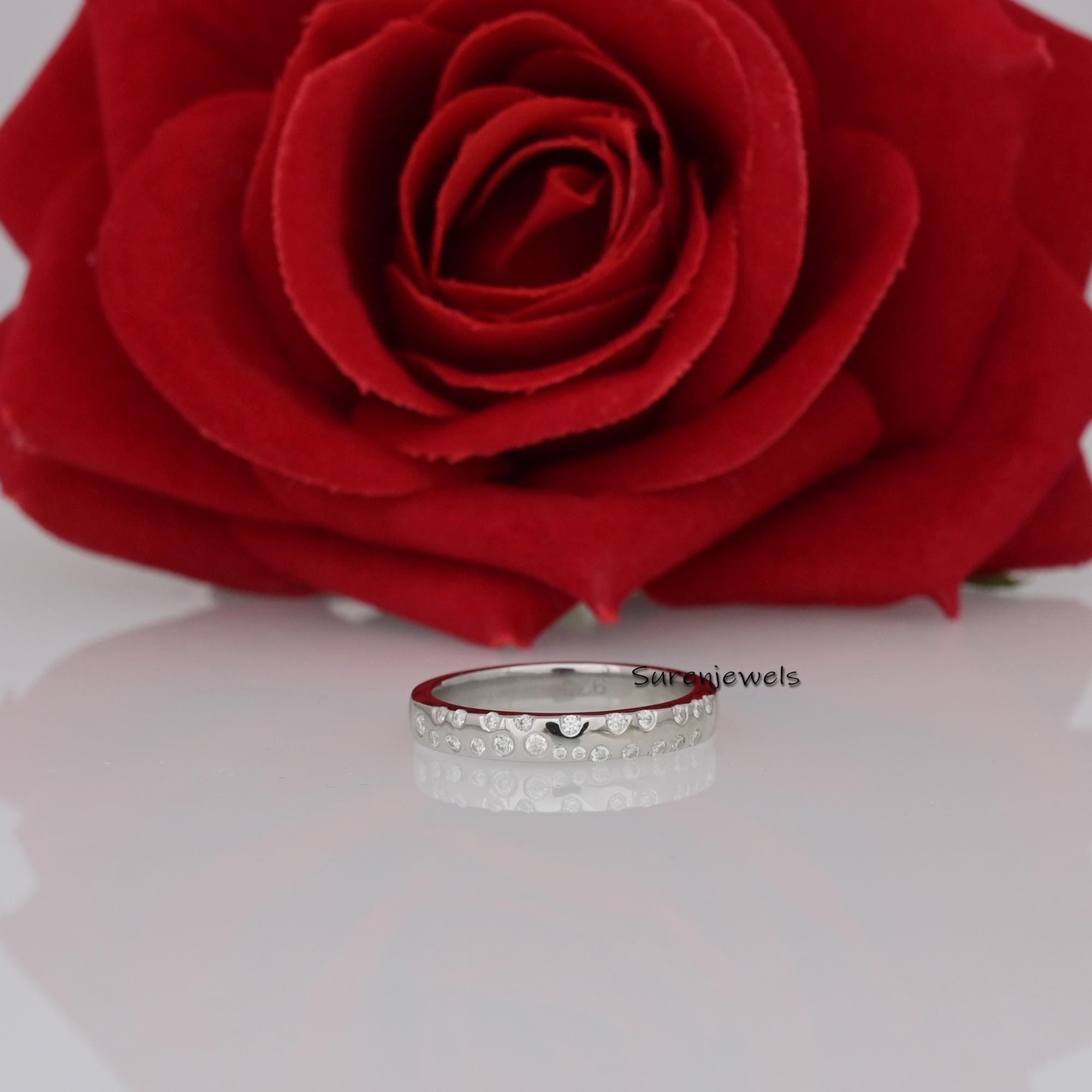 14K Solid Gold Pave Diamond Cigar Band Ring - View 2 - Suren Jewels | SKU: SJR2553
