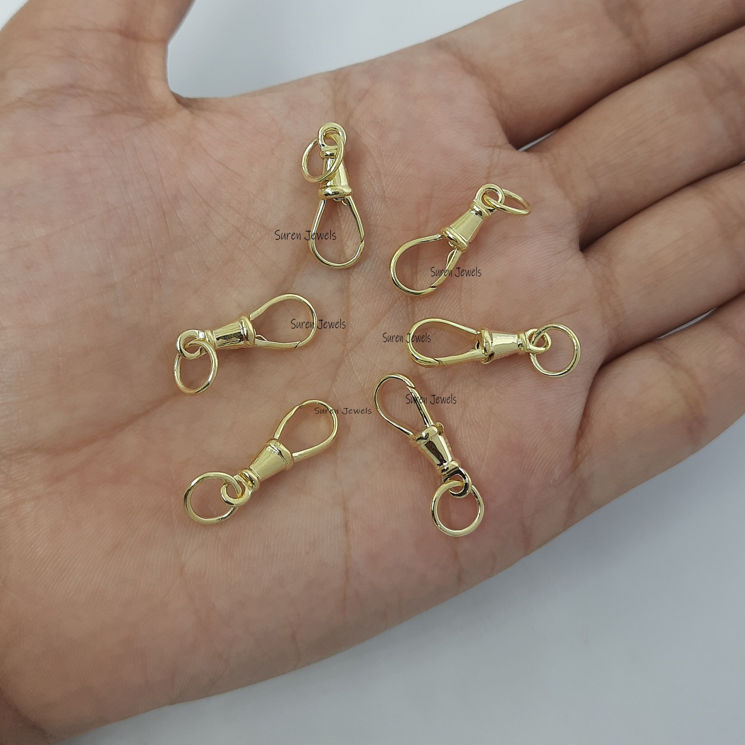 14k Solid Gold Swivel Clasp: Pendant Lock for Charms - View 6 - Suren Jewels | SKU: SJF09-9KYG