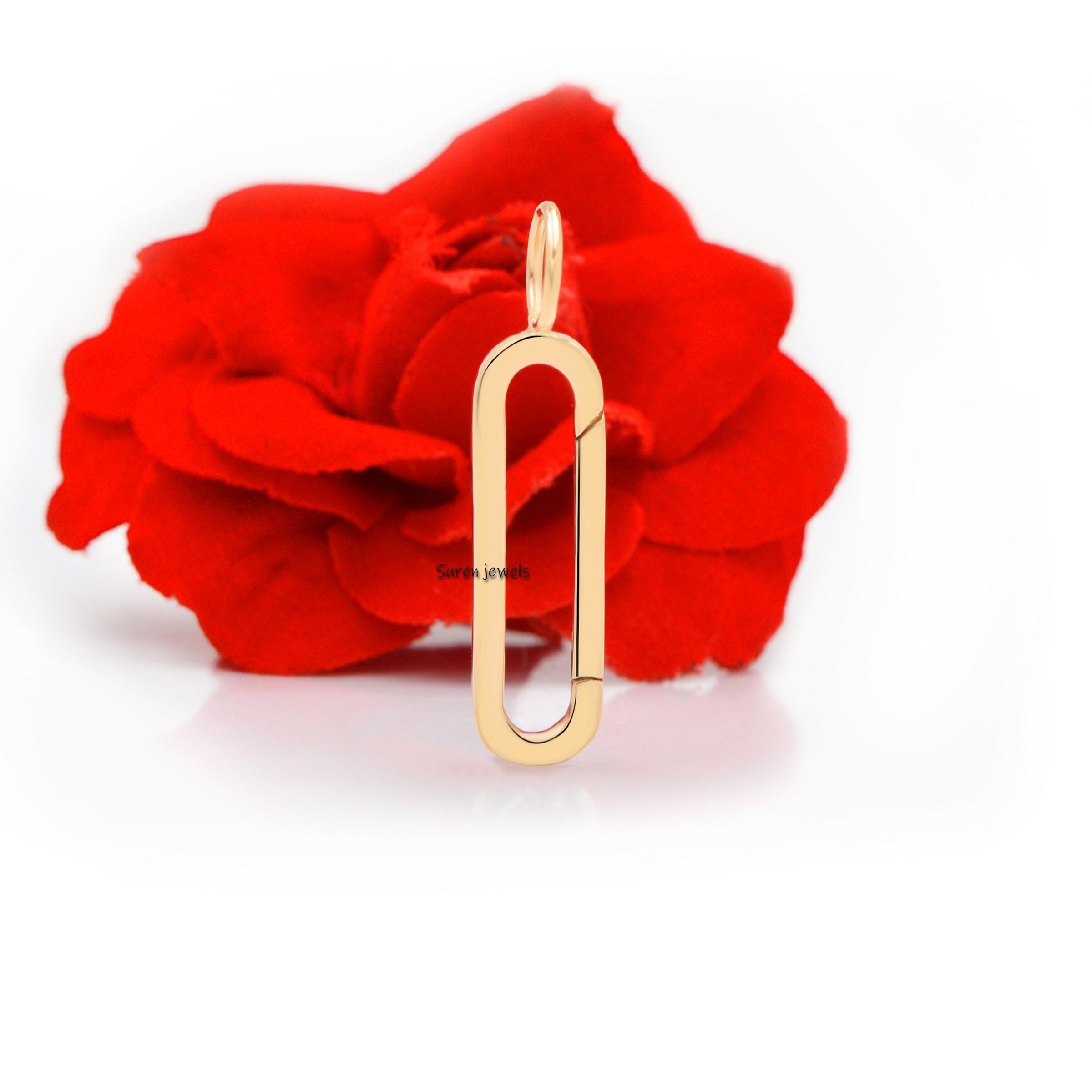 14K Yellow Gold Charm Holder: Designer Necklace Connector Lock - Suren Jewels | SKU: SJP745-14KYG