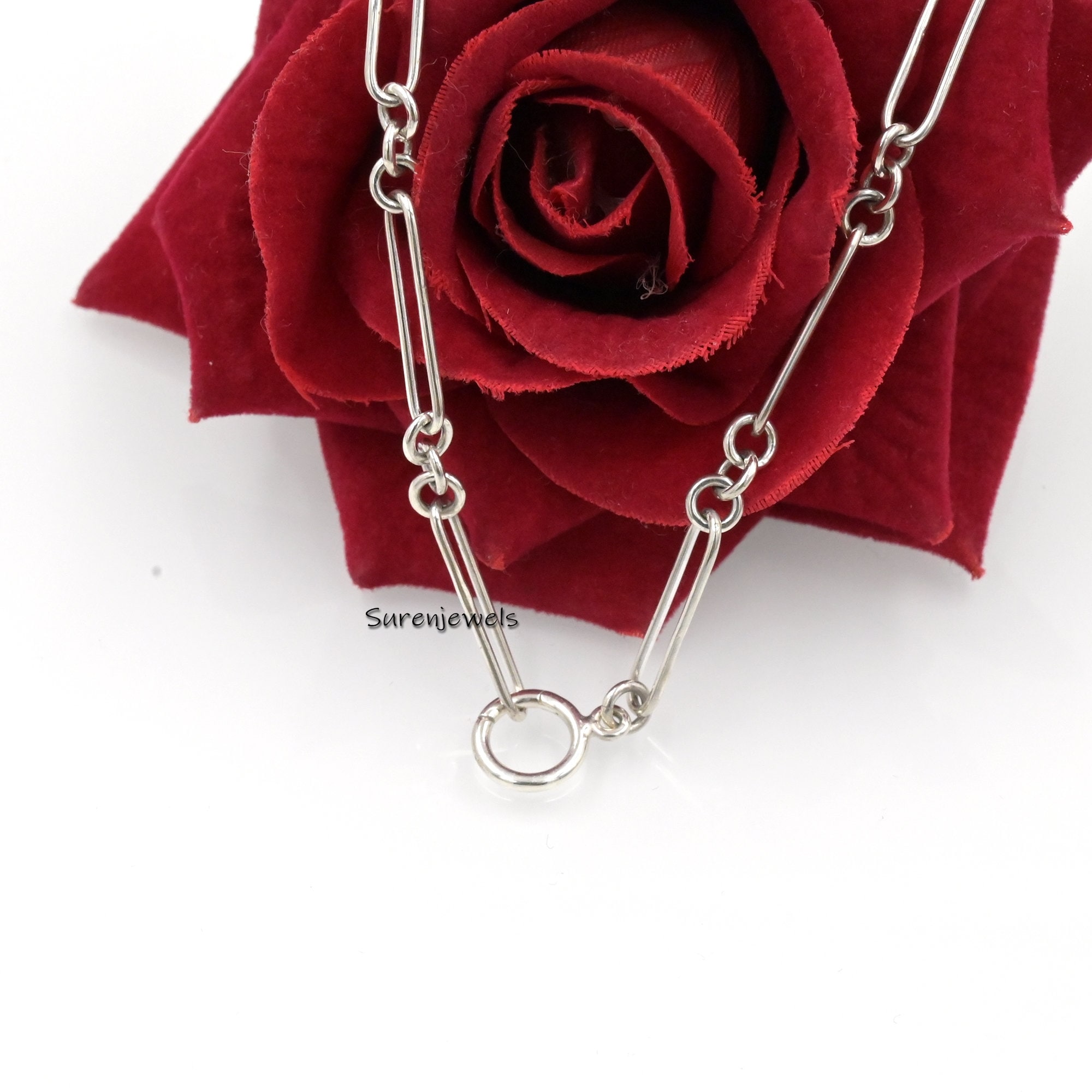 Sterling Silver Mixed Link Chain Enhancer Necklace - Charm Holder Lock - View 2 - Suren Jewels | SKU: MJN896-SLNS-18I-10M